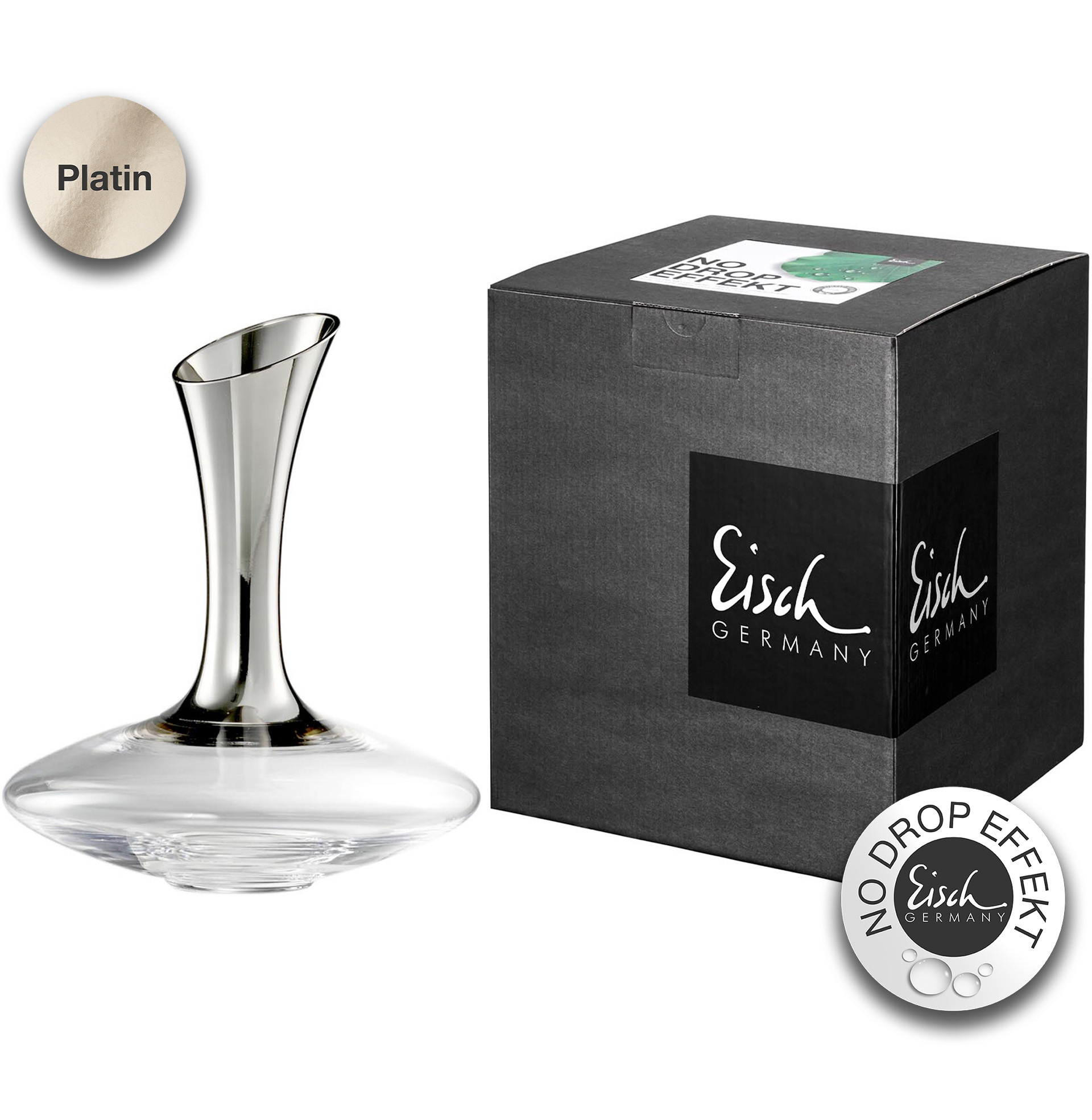 Dekanter PERFORMANCE NO DROP platin im Geschenkkarton I EISCH