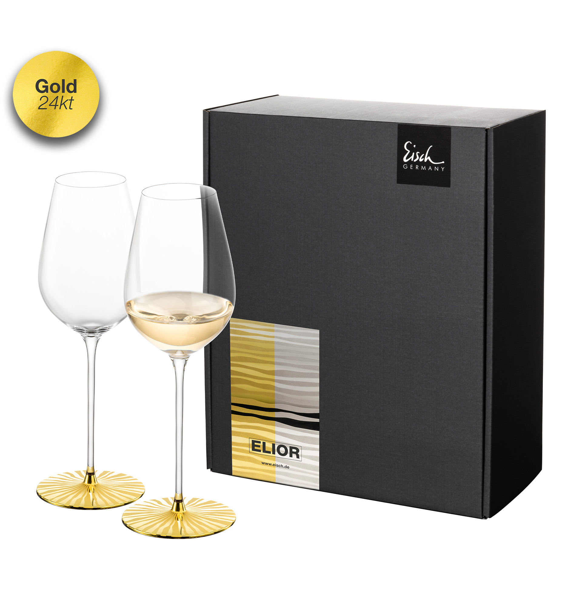 Set of 2 allround wine glasses refreshing & light gold ELIOR SENSISPLUS