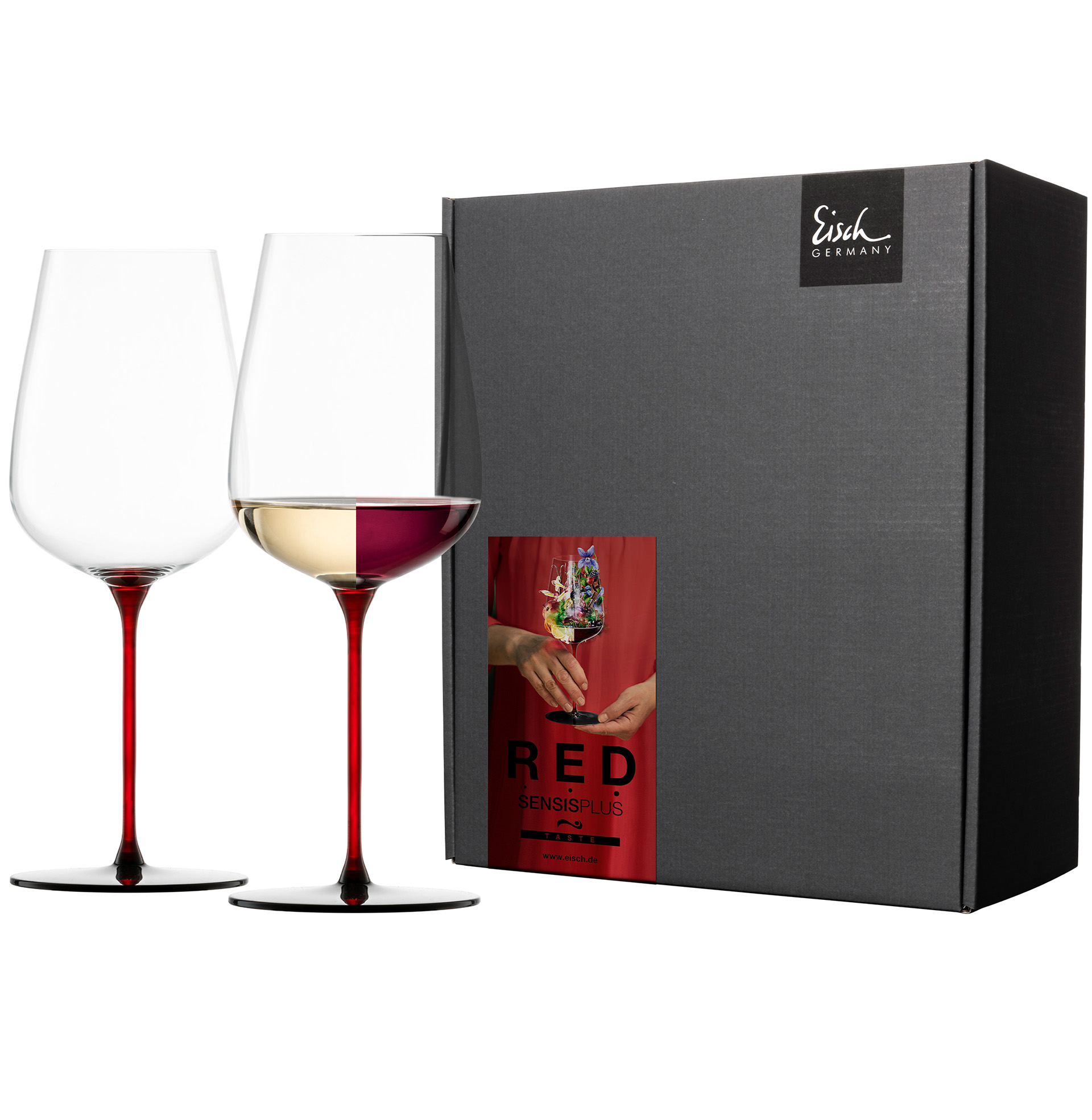 Set of 2 allround wine glasses fruity & aromatic red/black RED SENSISPLUS