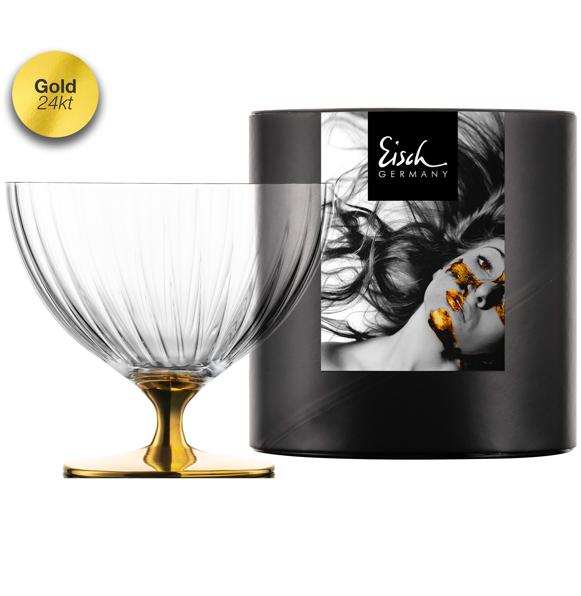 Dessertschale auf Fuß platin in Geschenkröhre I EISCH