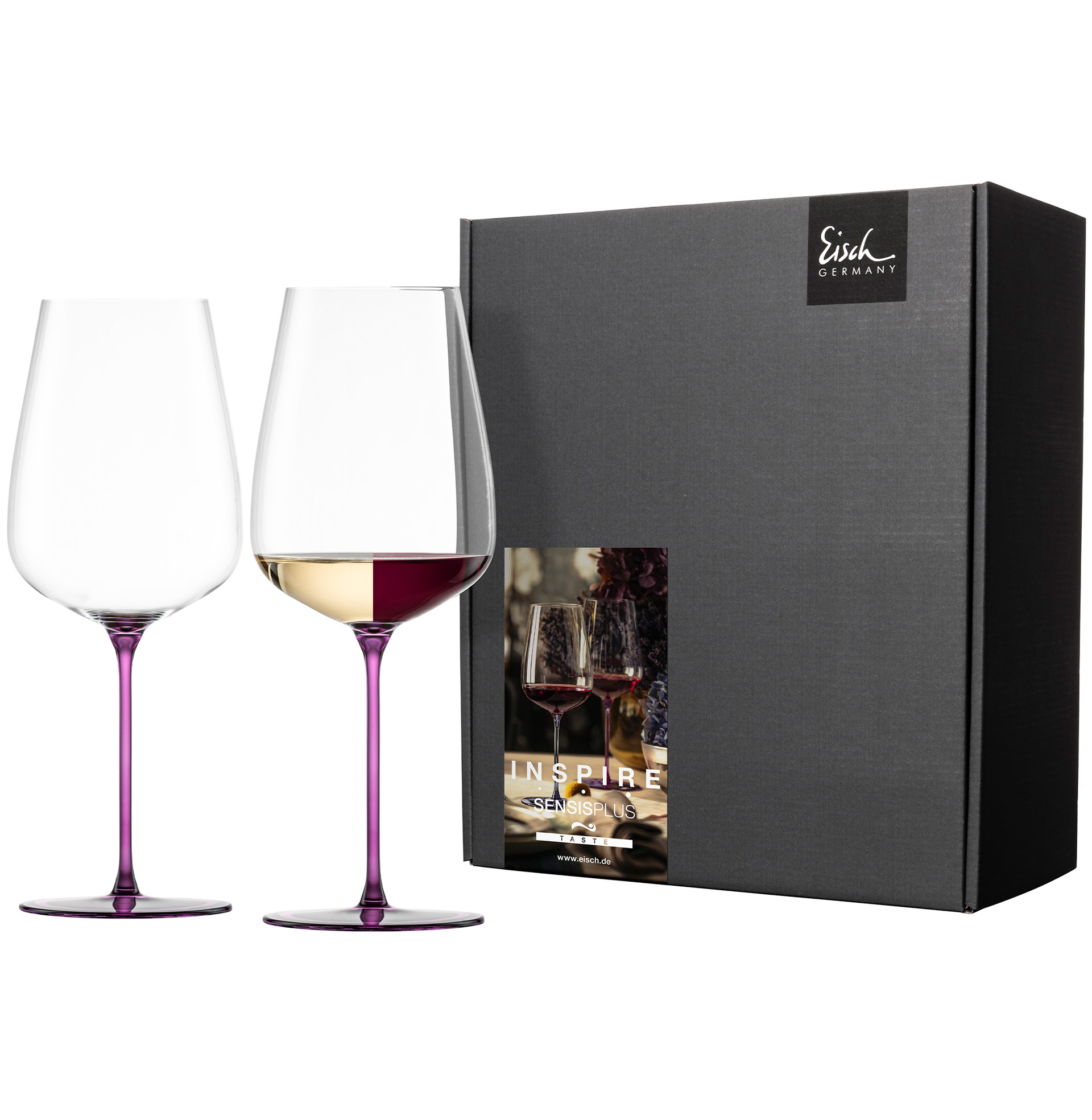 Set of 2 allround wine glasses powerful & rich mauve INSPIRE SENSISPLUS
