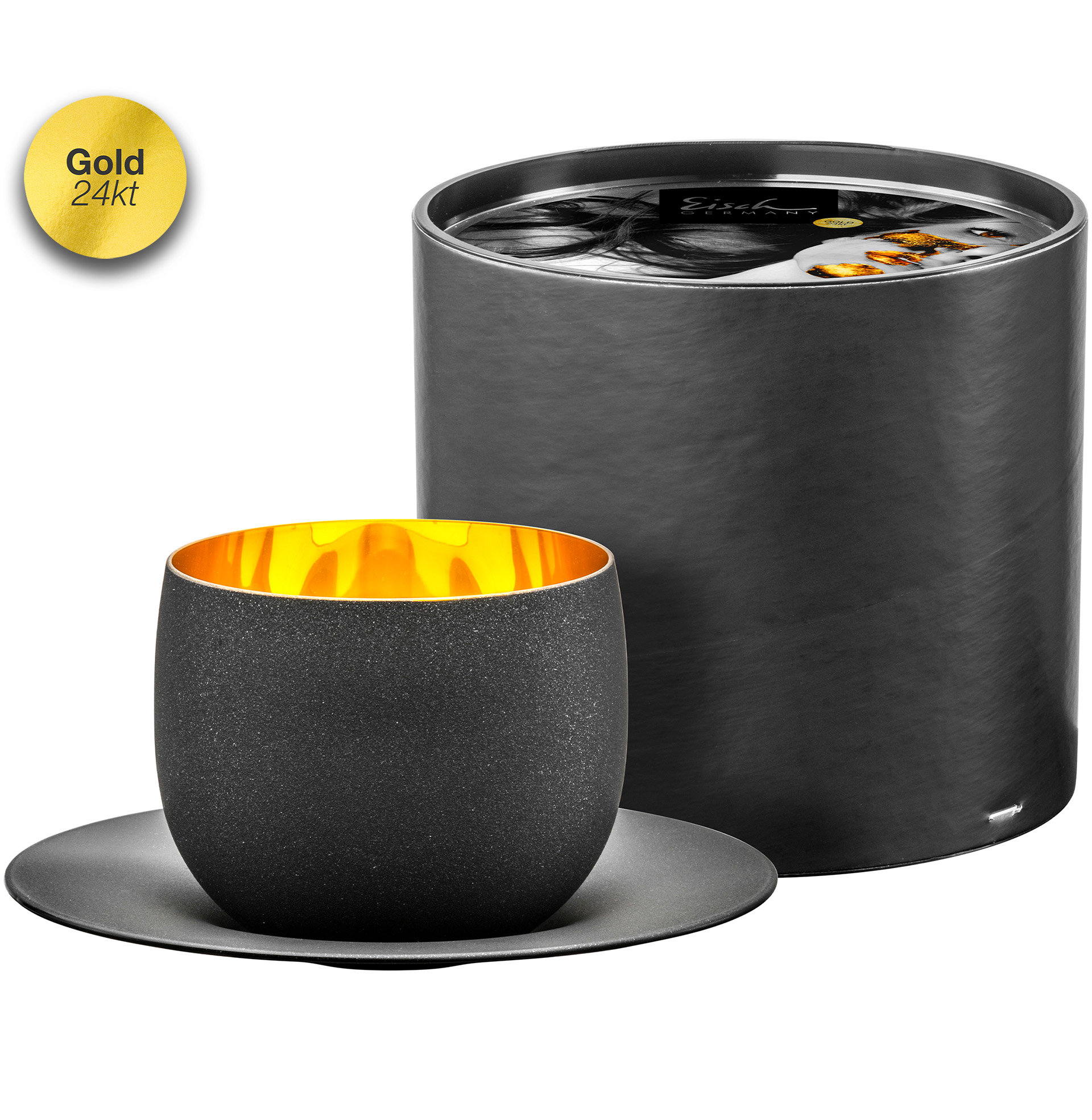 Cappuccino Set schwarz/gold COSMO