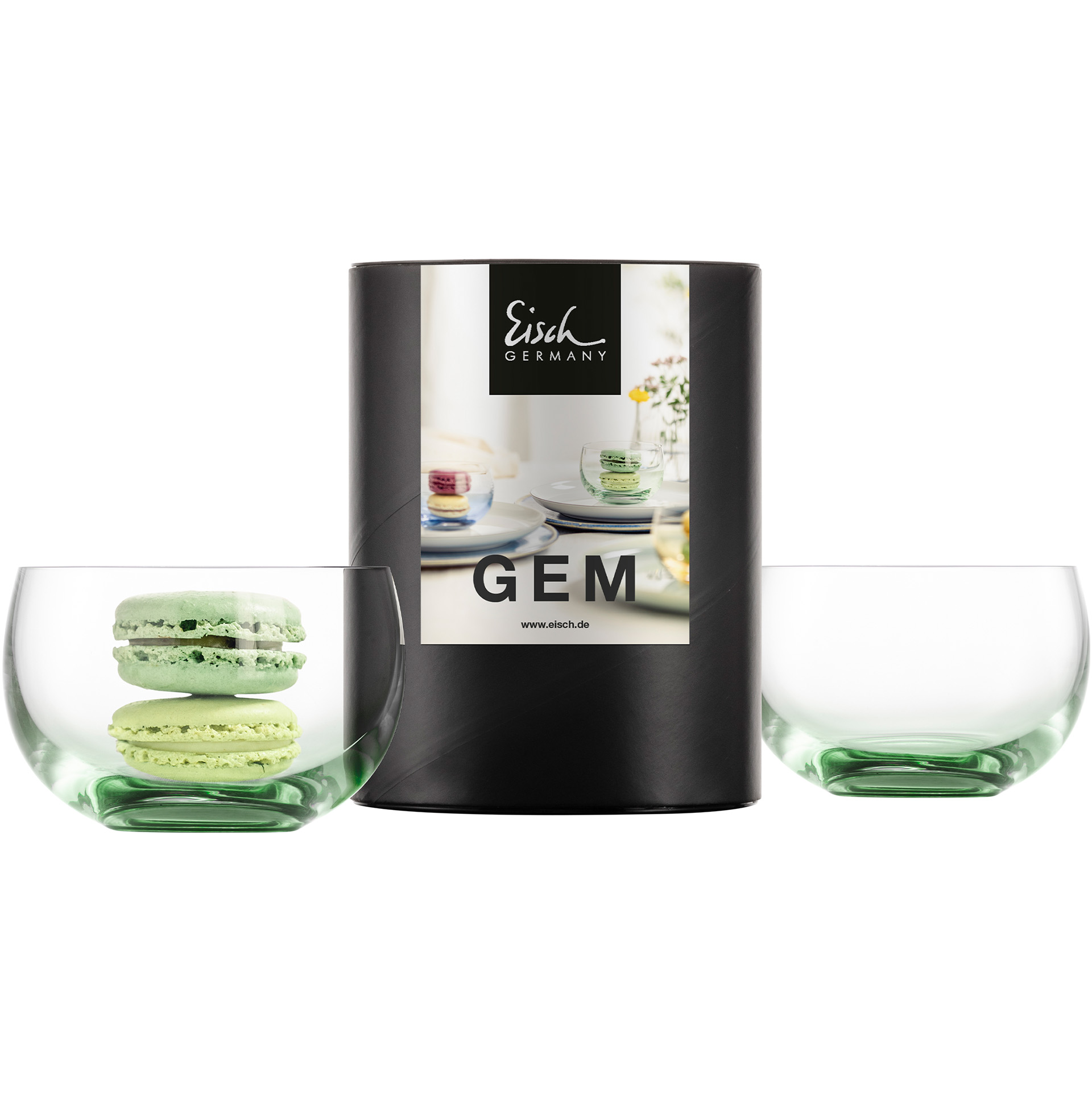 Set of 2 dessert glasses green GEM