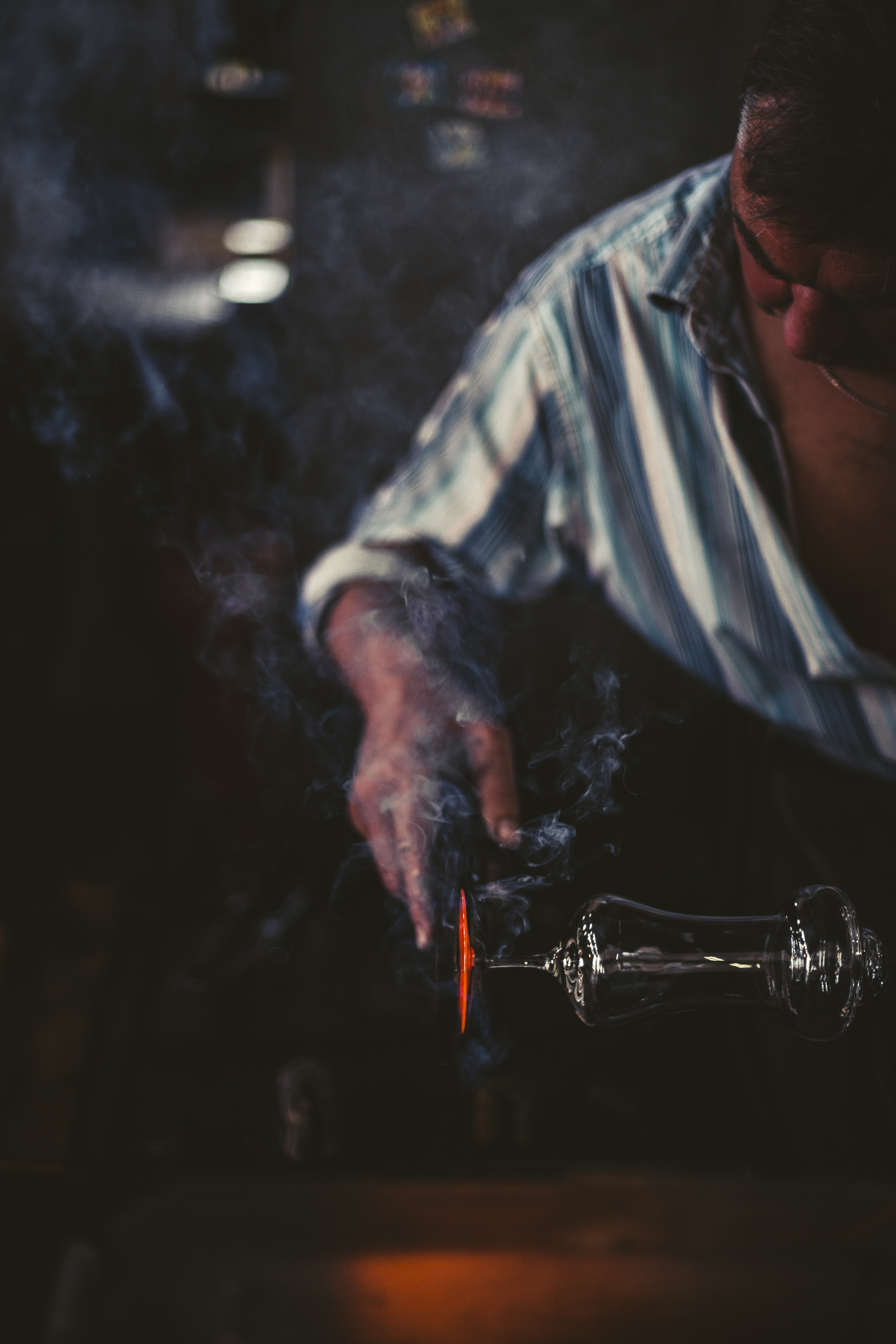 Glassmaker crafting the base