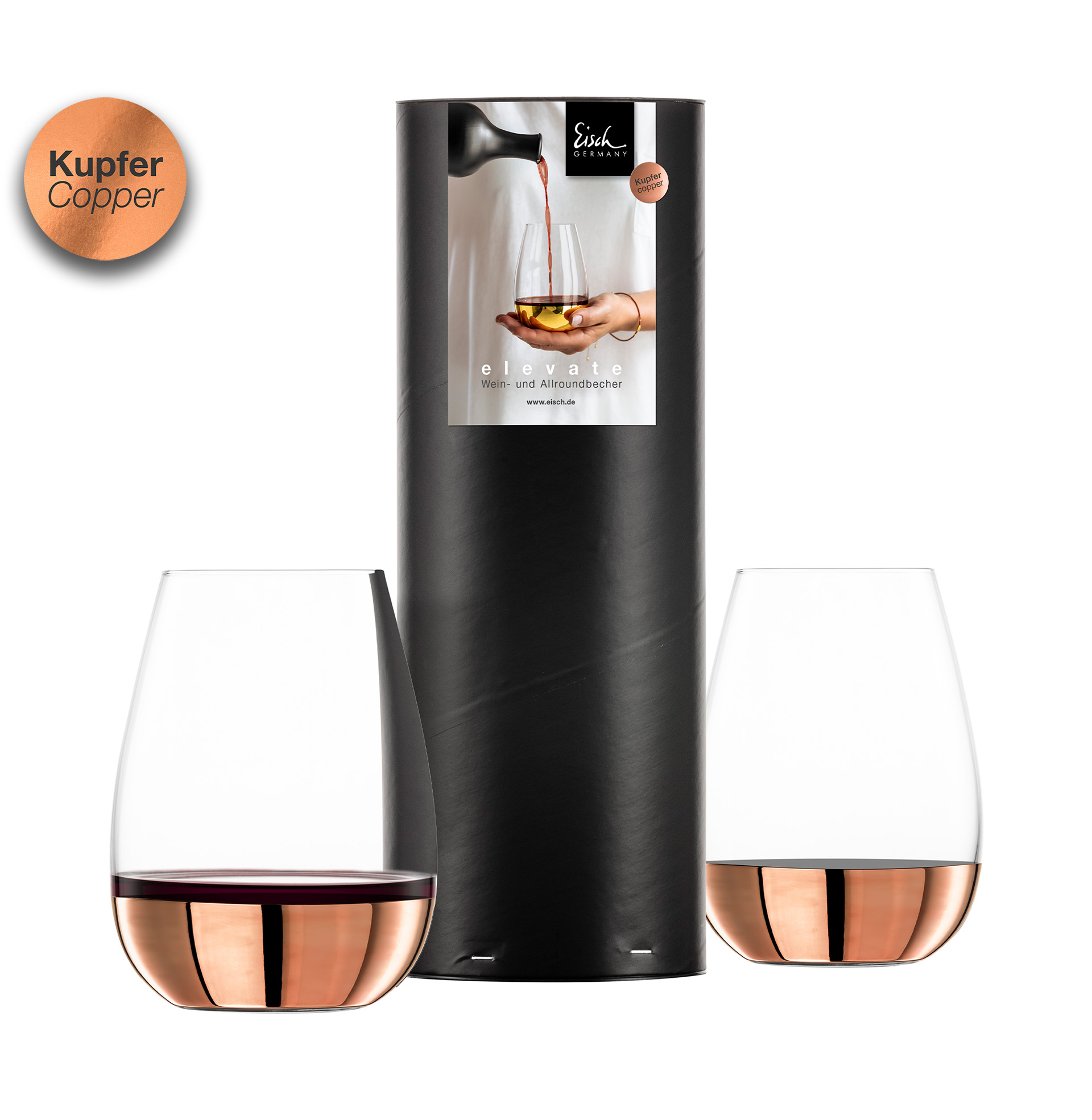 Set of 2 allround tumblers red wine copper ELEVATE