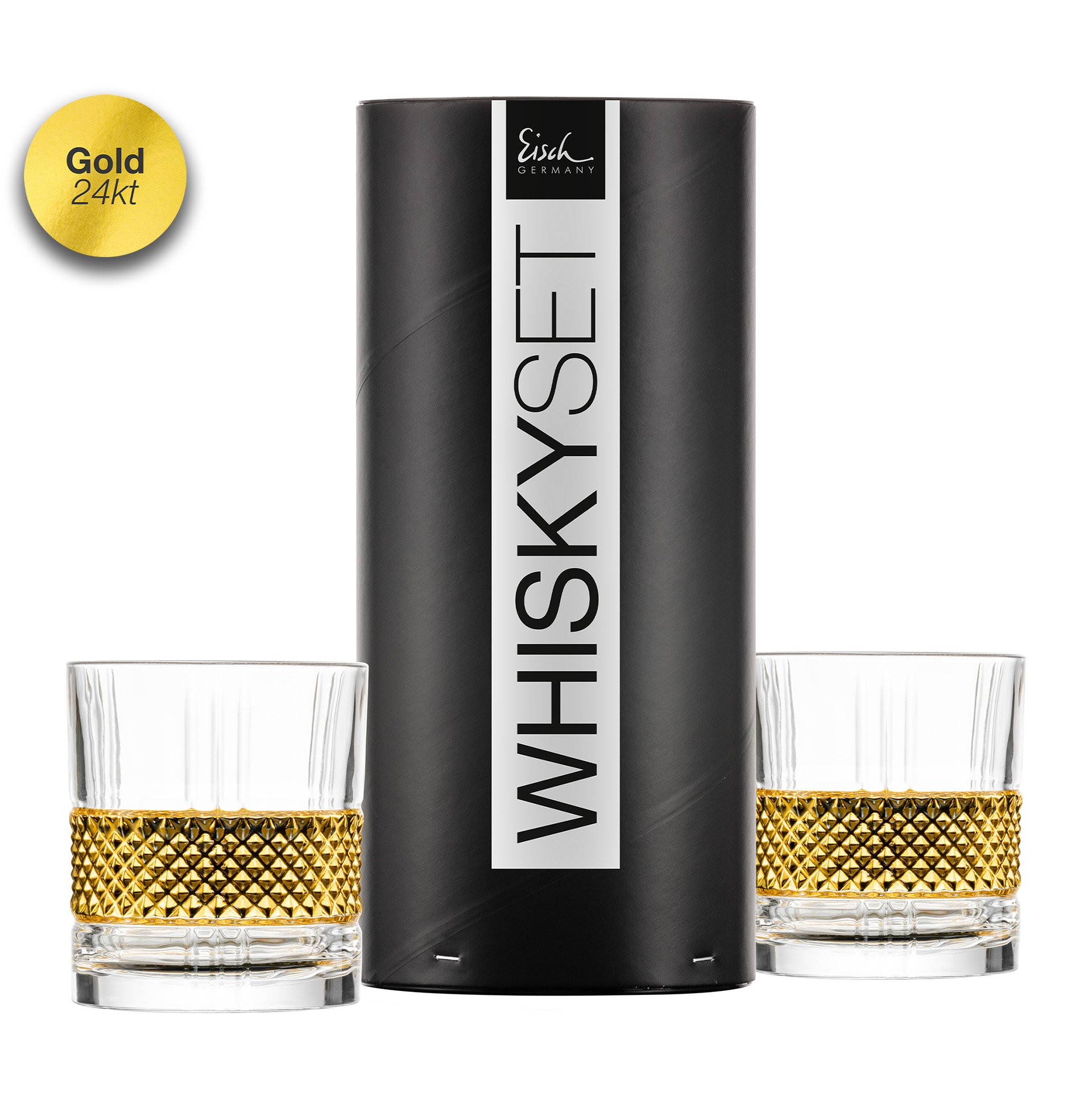 Whisky Tumbler platin in Geschenkröhre 2er Set GLEN I EISCH