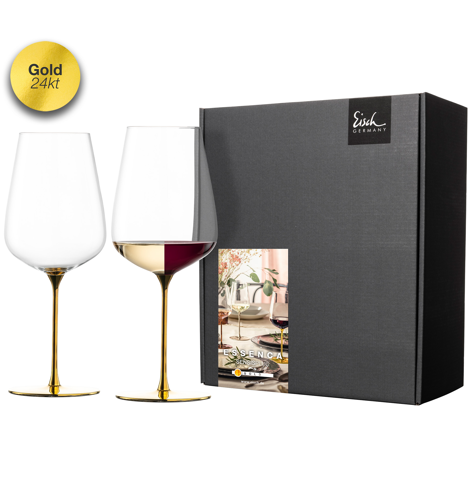 Set of 2 allround wine glasses powerful & rich gold ESSENCA SENSISPLUS GOLD EDITION