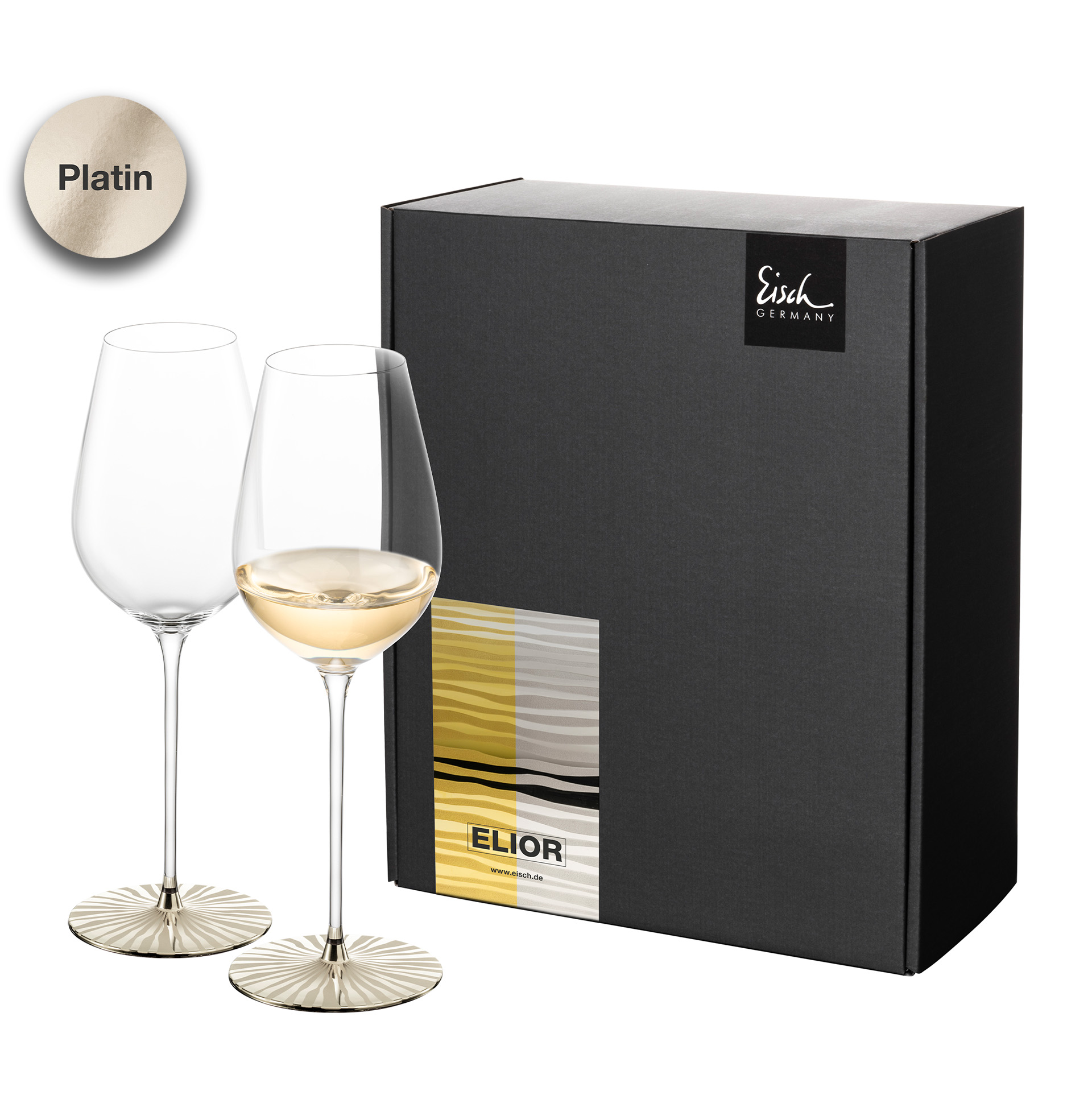 Set of 2 allround wine glasses refreshing & light platinum ELIOR SENSISPLUS