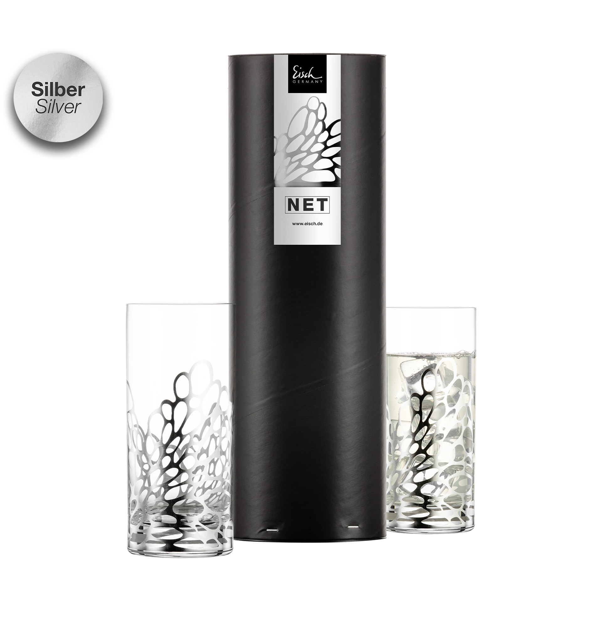 2er Set Longdrink Gläser silber NET