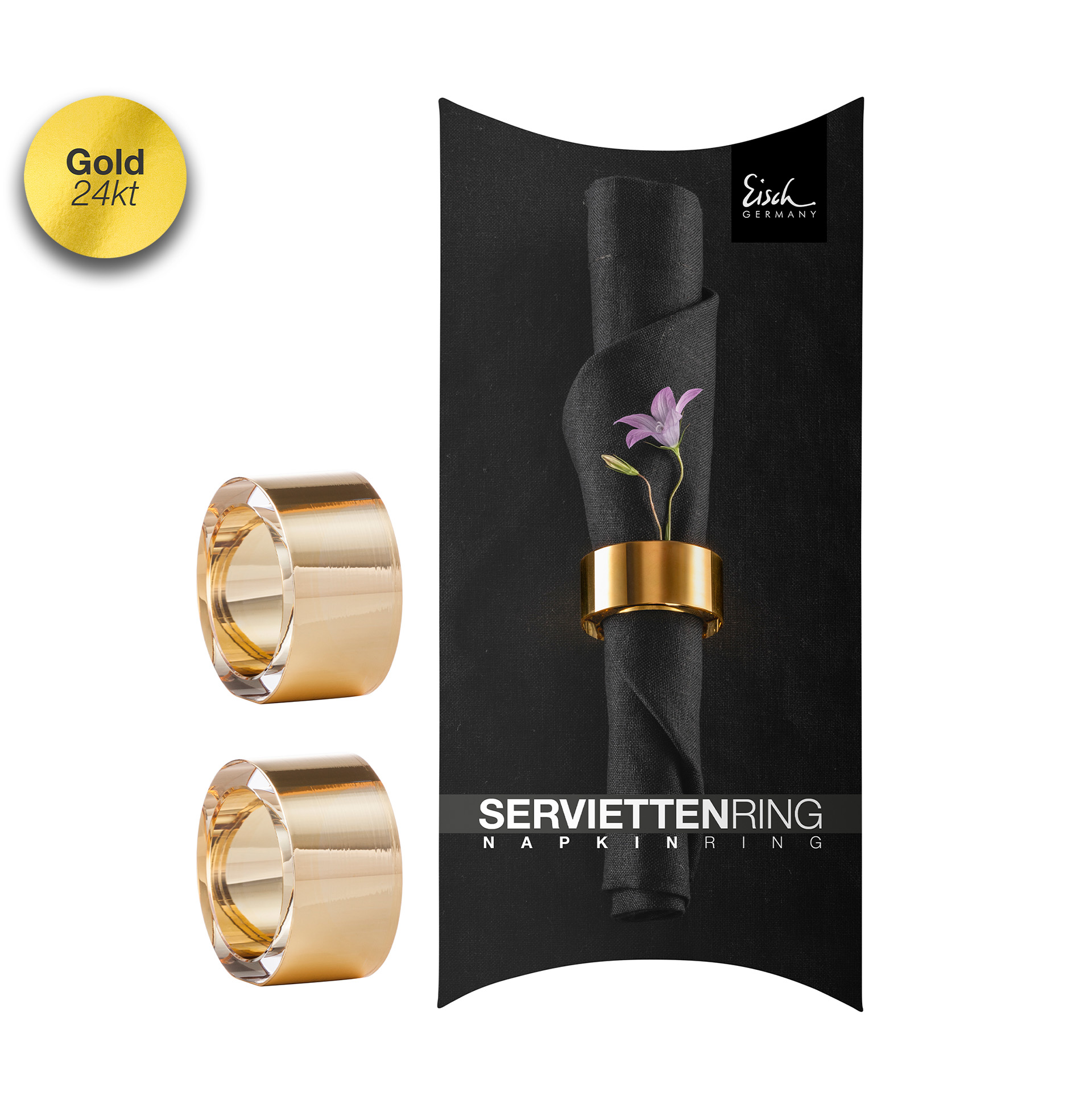 2er Set Serviettenringe gold