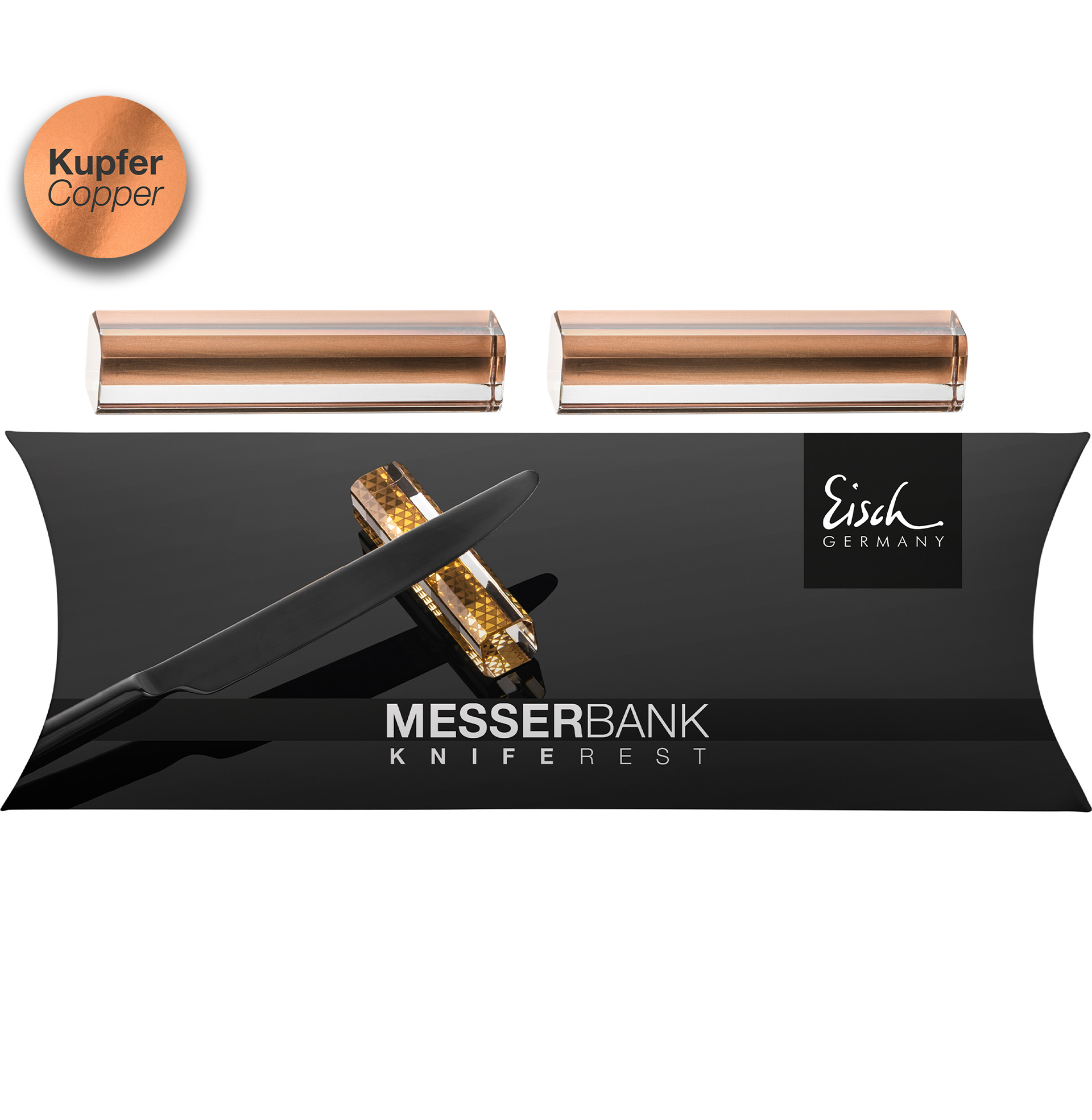 Set of 2 knife rests copper