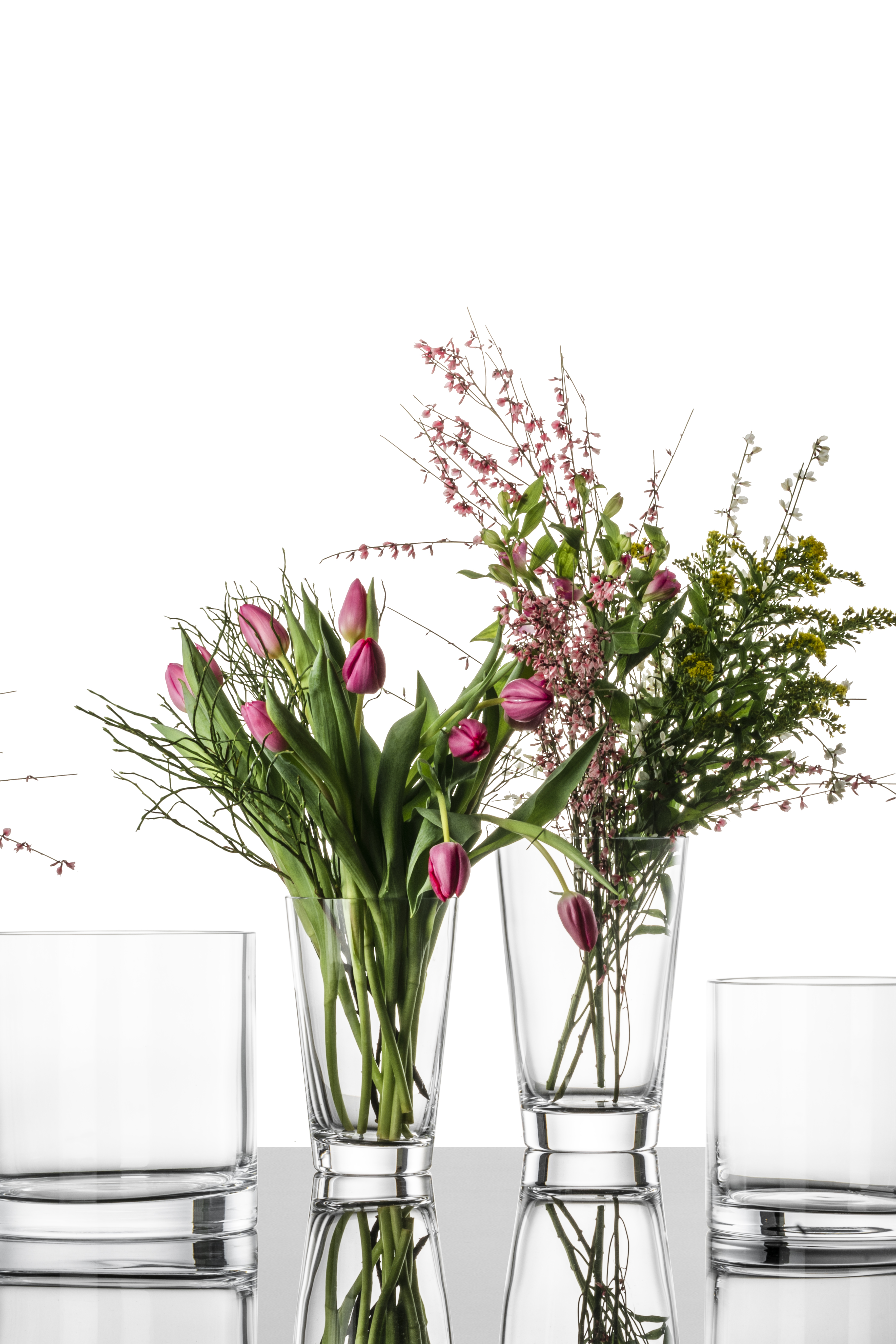Four vases with bouquets