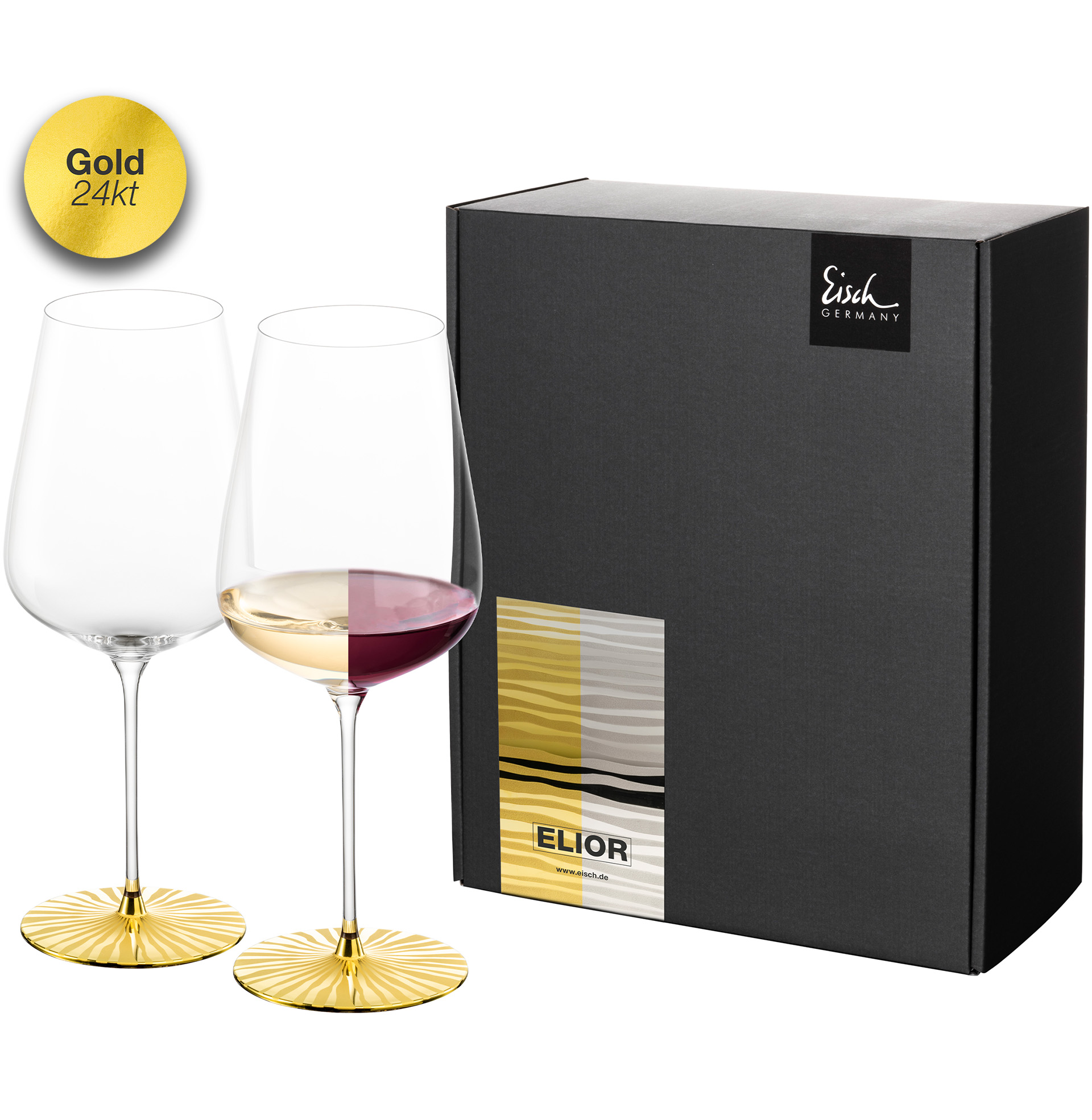 Set of 2 allround wine glasses bold & rich gold ELIOR SENSISPLUS