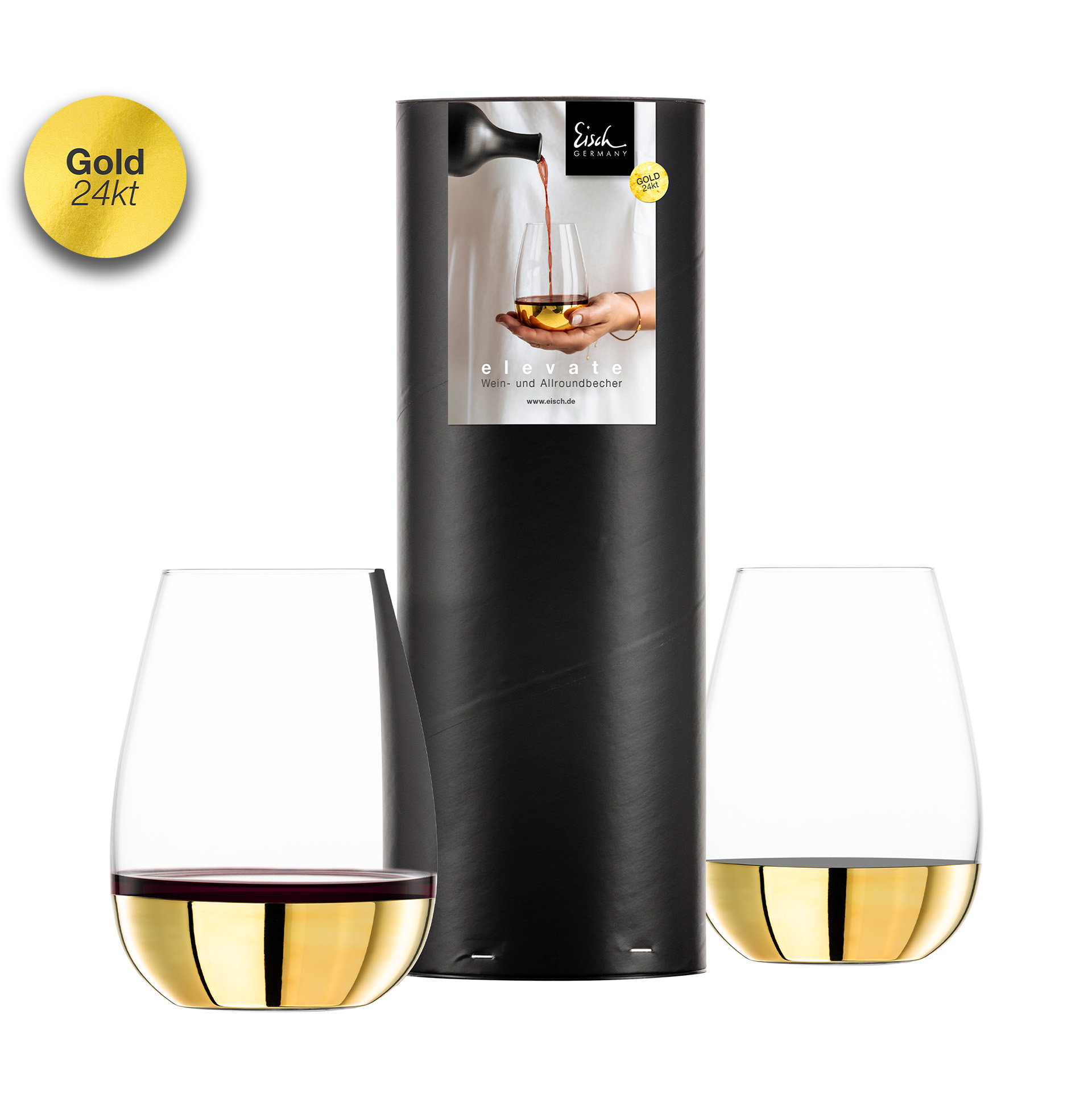 2er Set Allroundbecher Rotwein gold ELEVATE