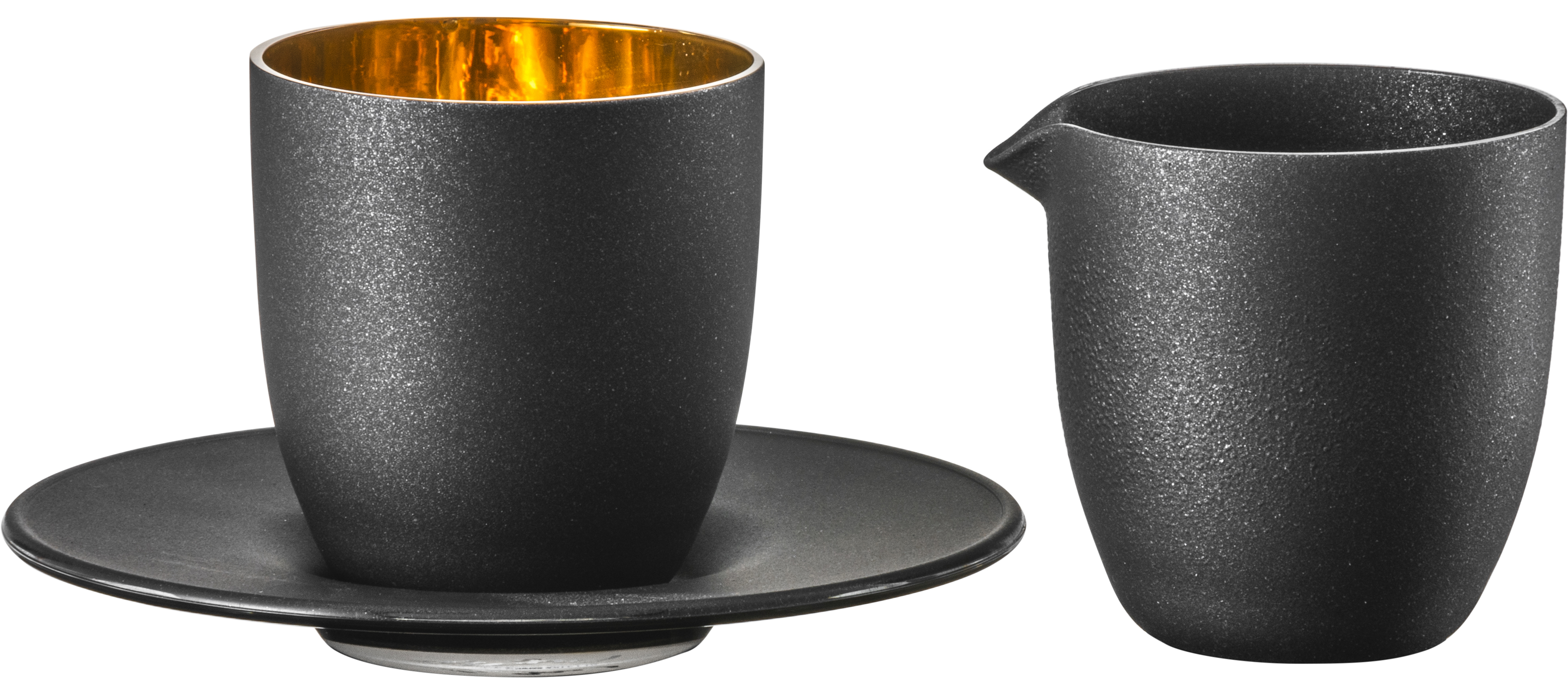 Set Affogato al oro Glas mit Kännchen schwarz/gold AFFOGATO