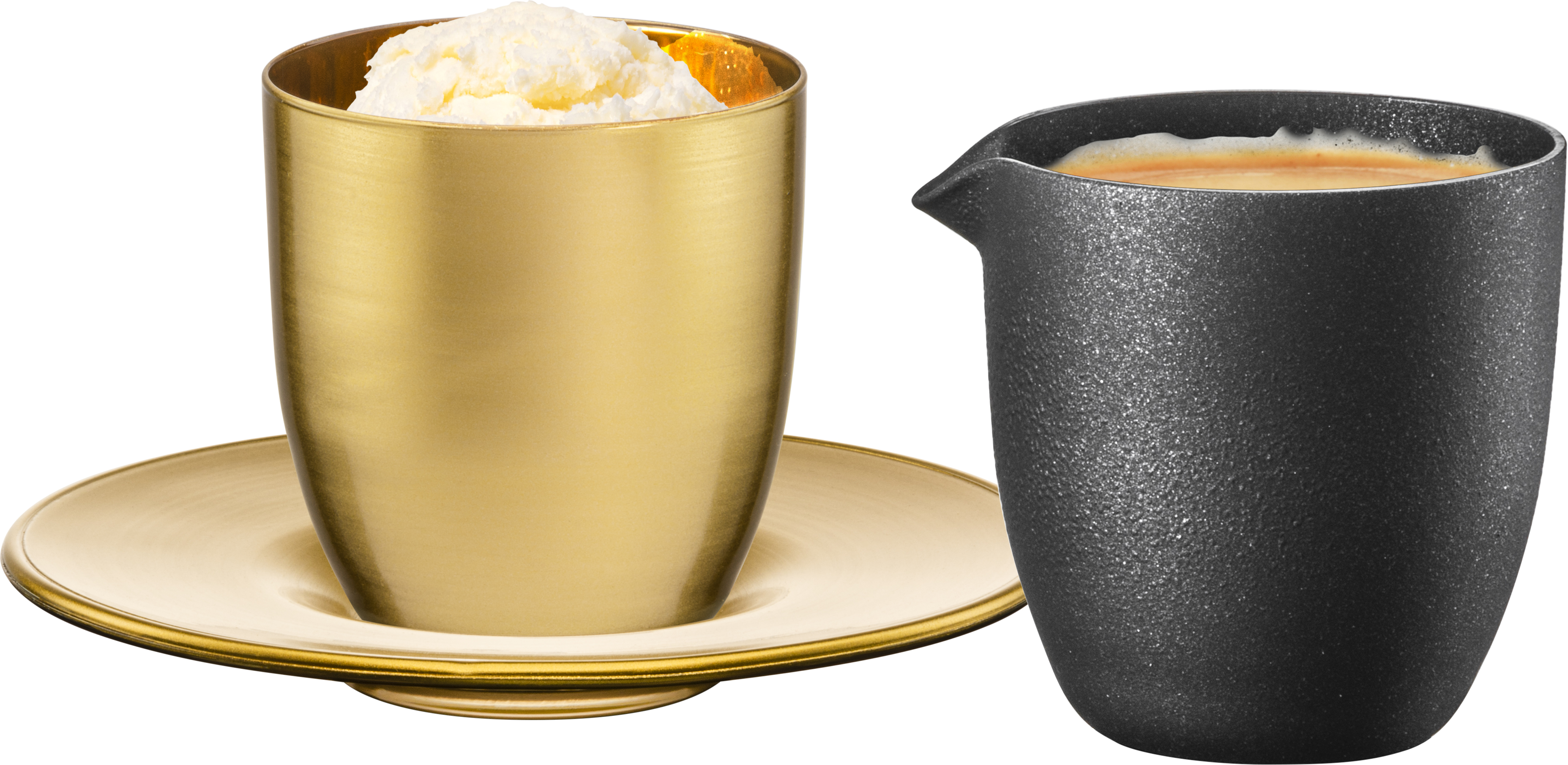 Set Affogato al oro glass with small pot gold/black AFFOGATO