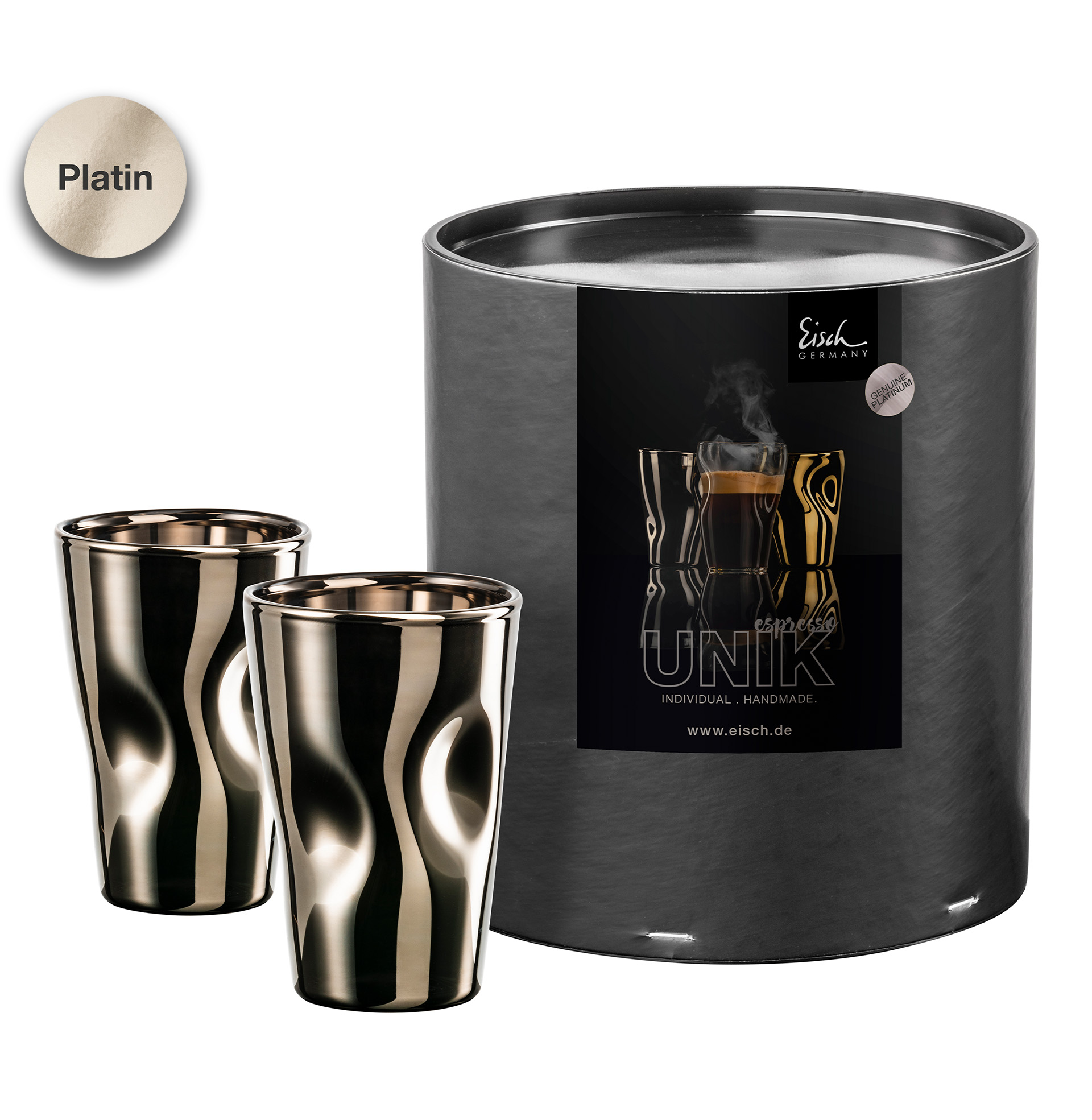 2er Set Espresso-/ Mokkagläser platin UNIK