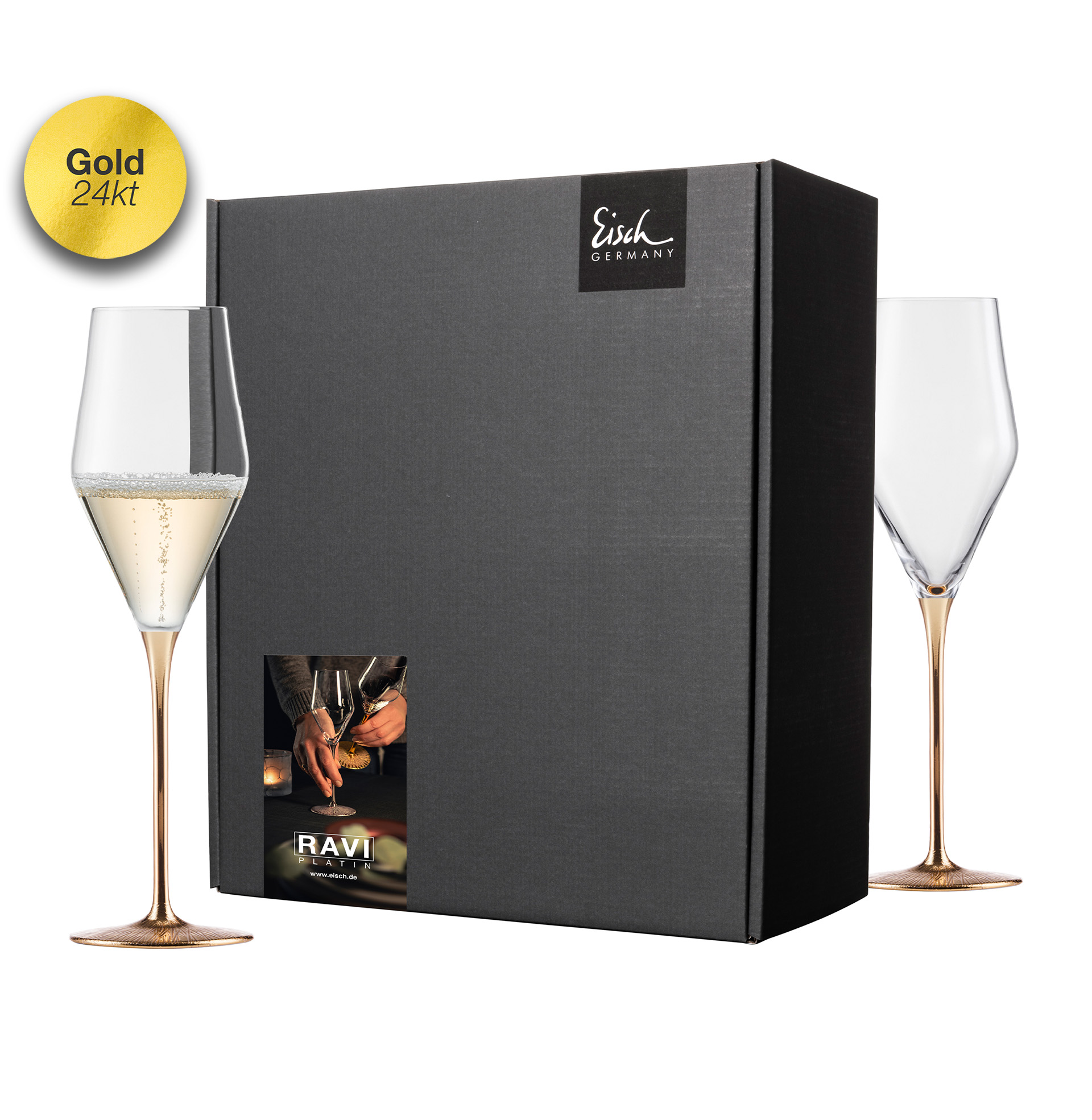 Set of 2 champagne glasses gold RAVI GOLD