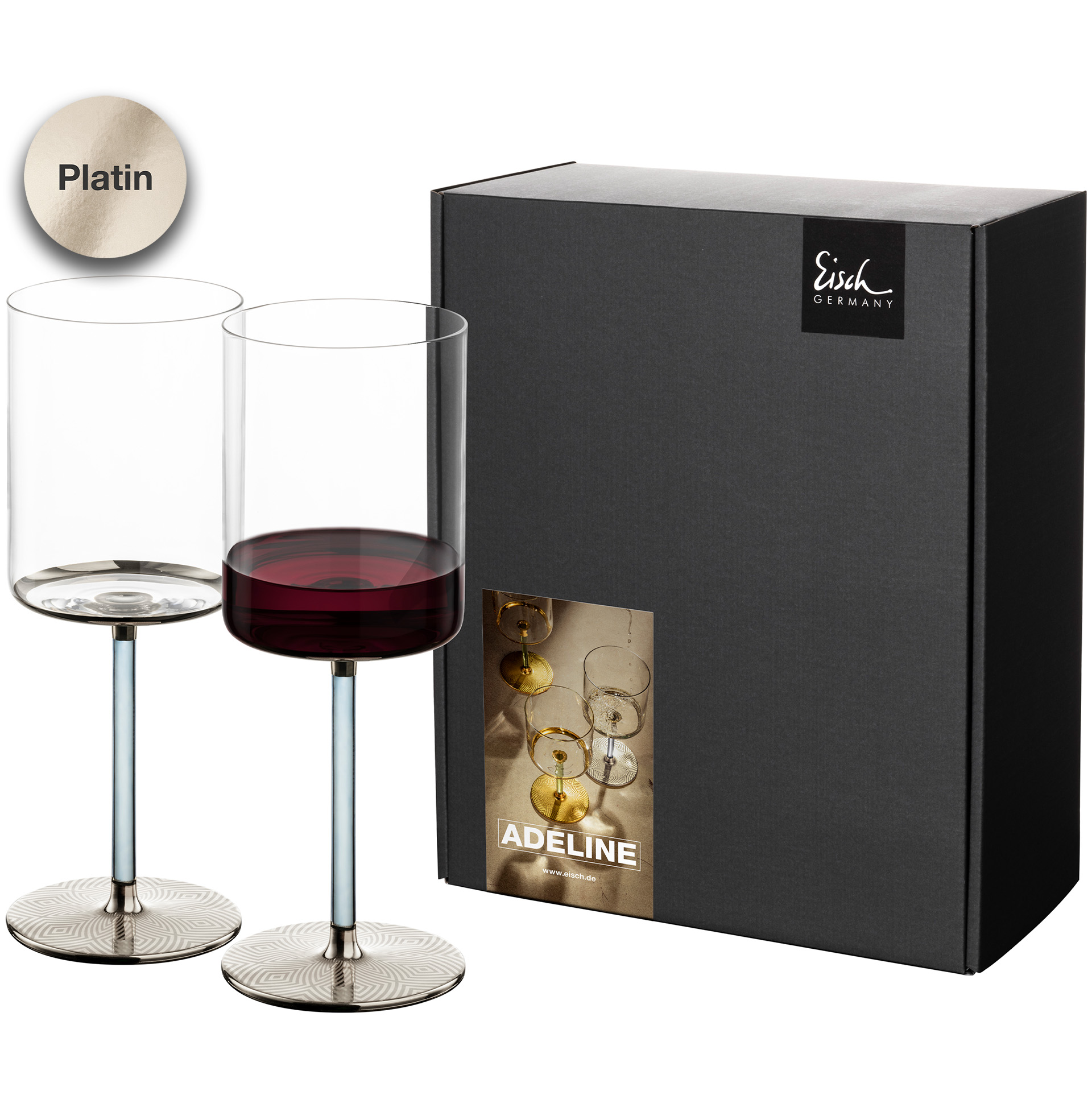 Rotweinglas platin im Geschenkkarton 2er Set ADELINE I EISCH