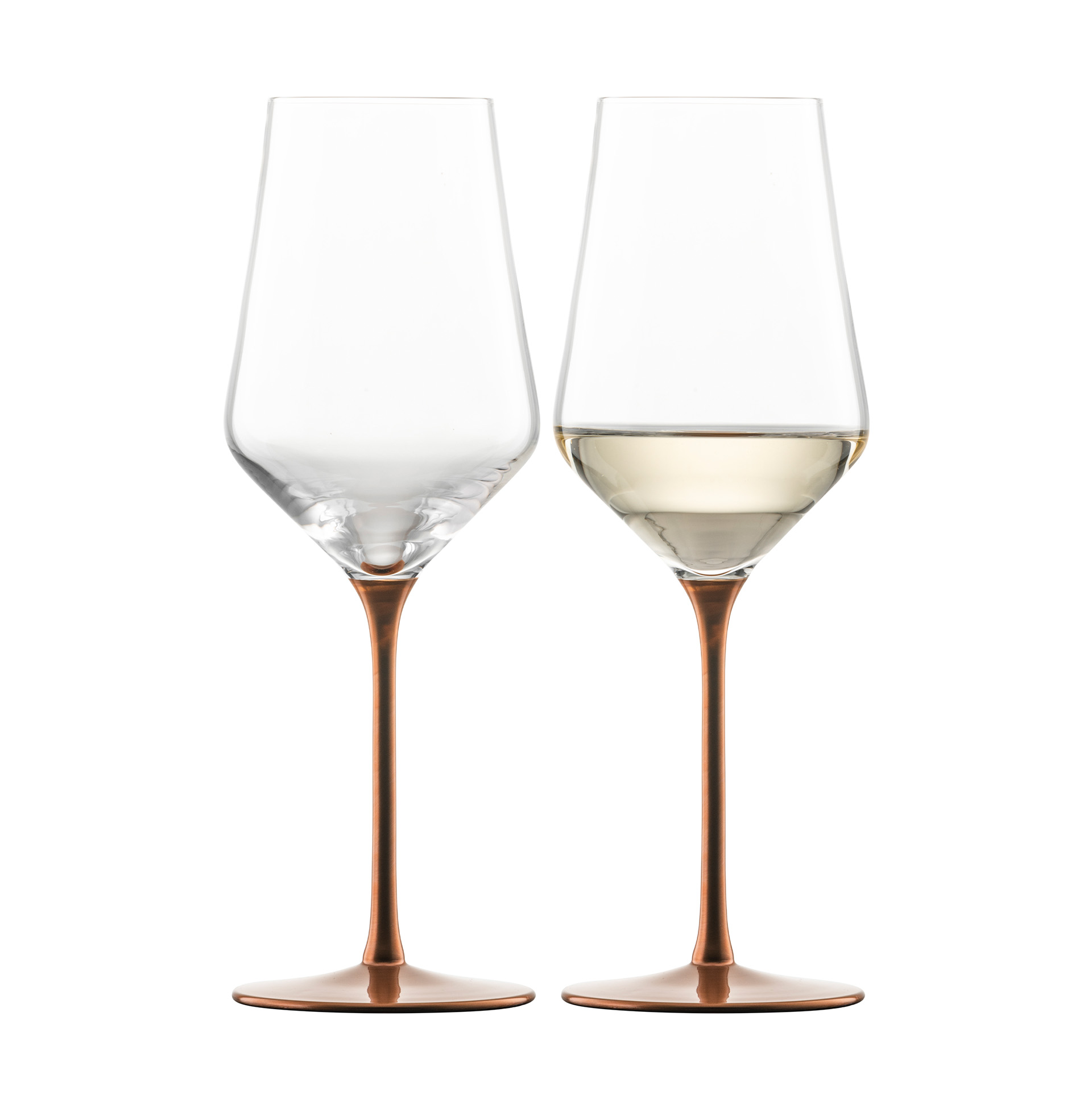 Set of 2 white wine glasses copper KAYA