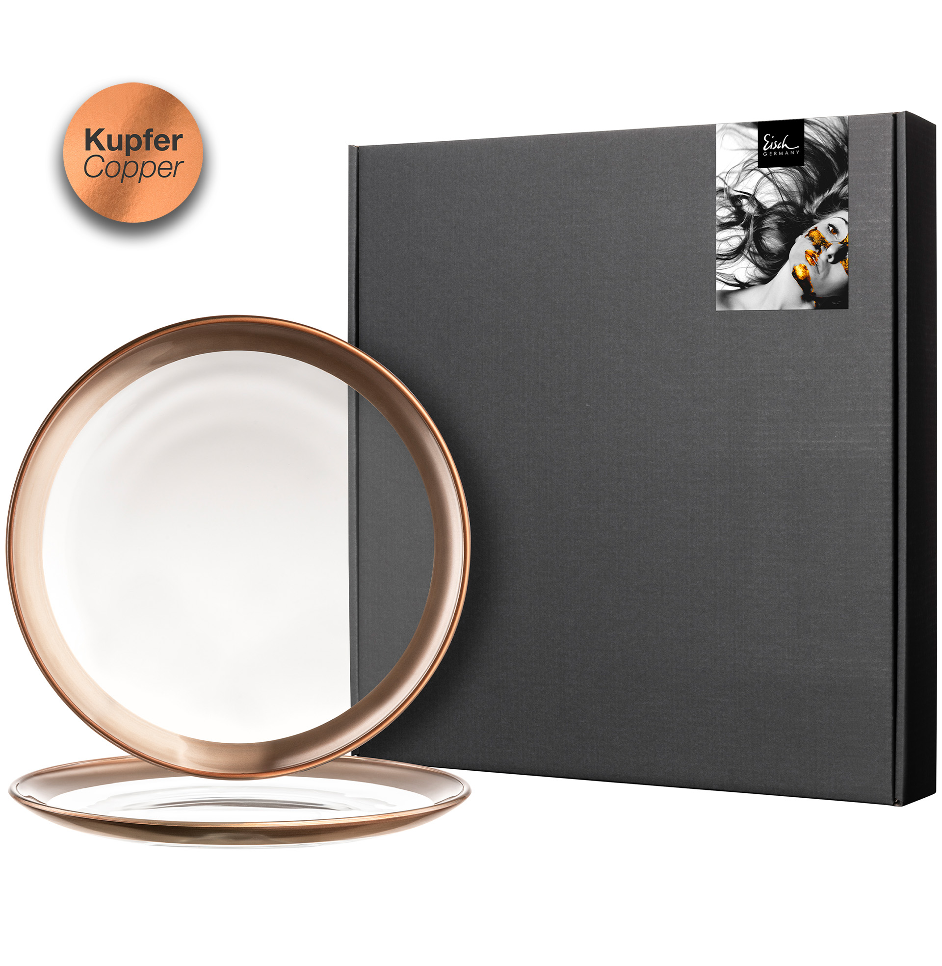 Set of 2 plates copper Ø 210 mm KAYA