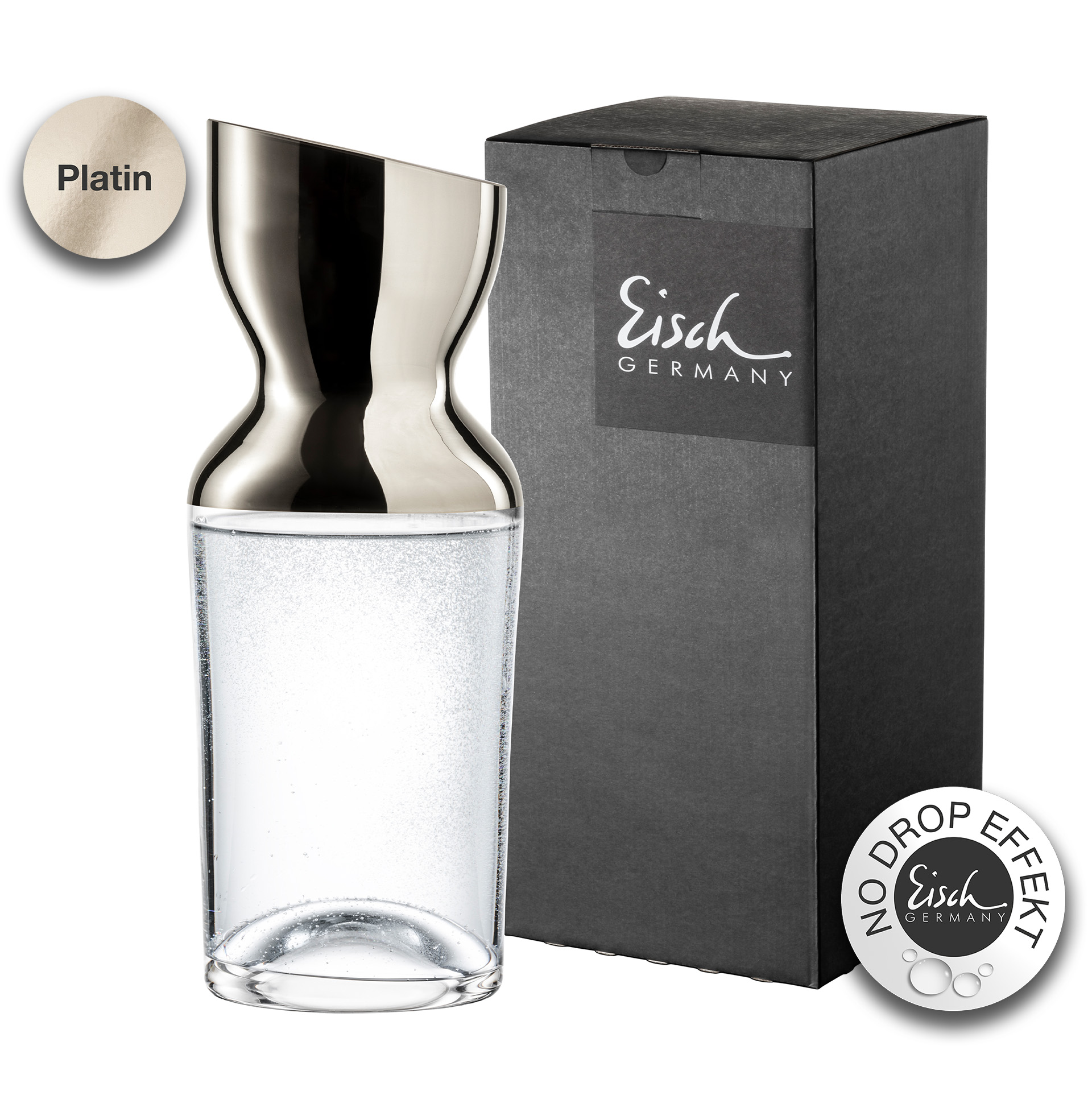 Karaffe LYN NO DROP platin im Geschenkkarton I EISCH