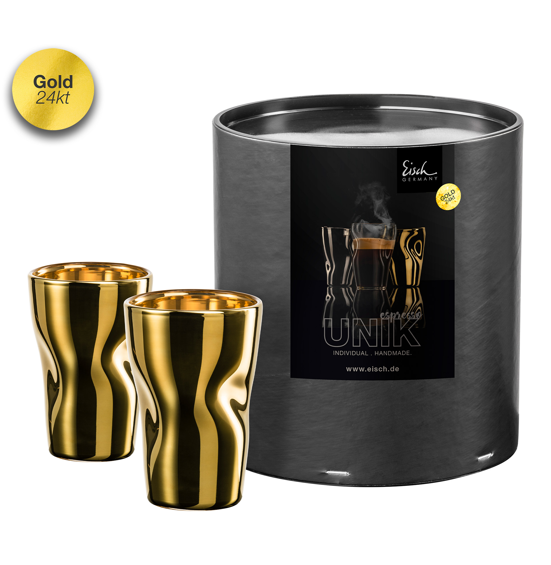 2er Set Espresso-/ Mokkagläser gold UNIK