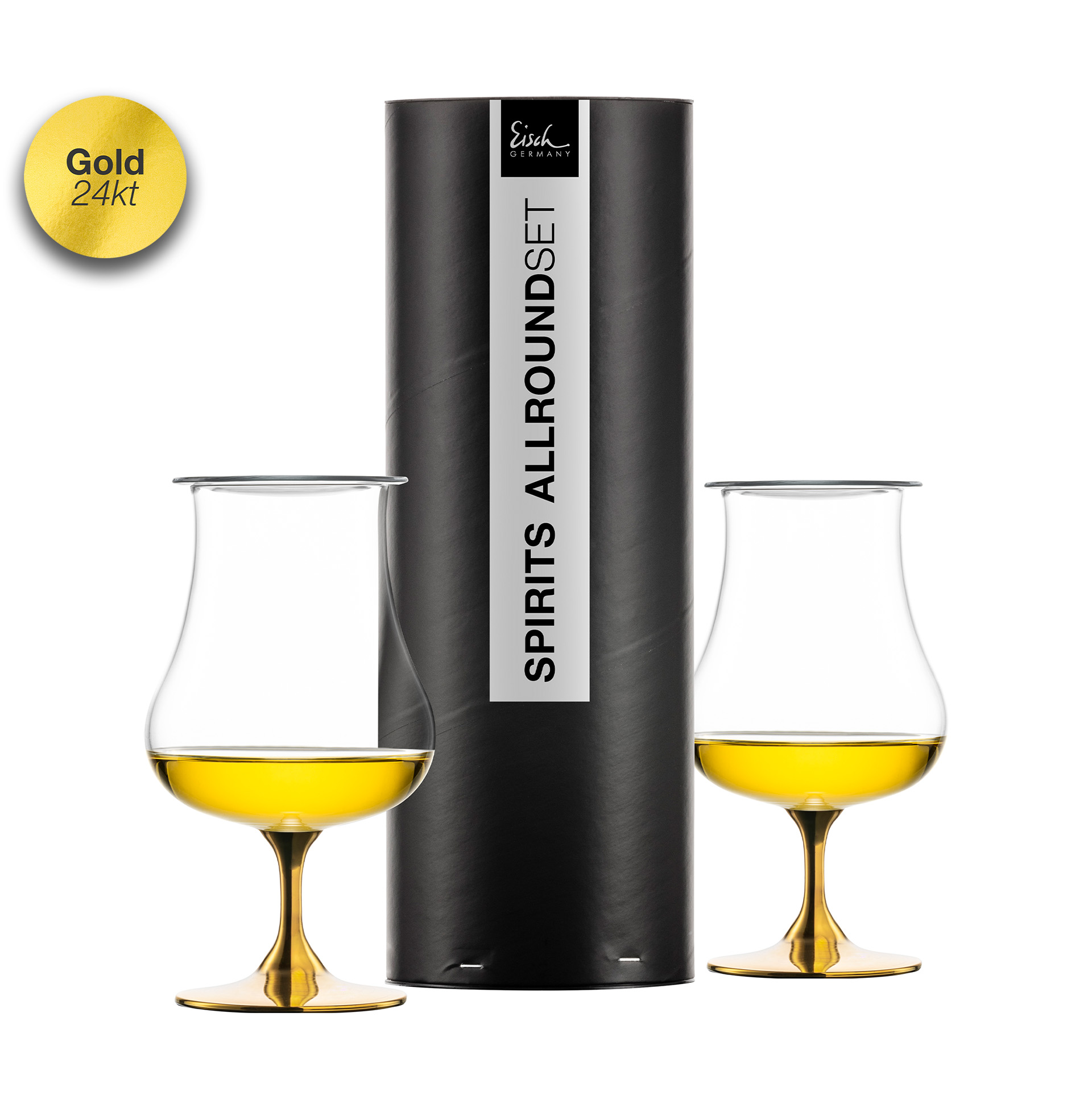 2er Set Spirituosen Gläser mit Aromadeckel gold GENTLEMAN