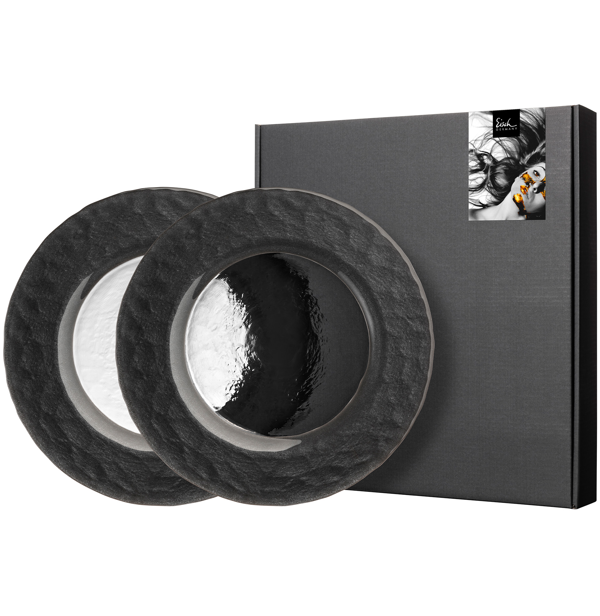 Set of 2 plates black Ø 230 mm KAYA