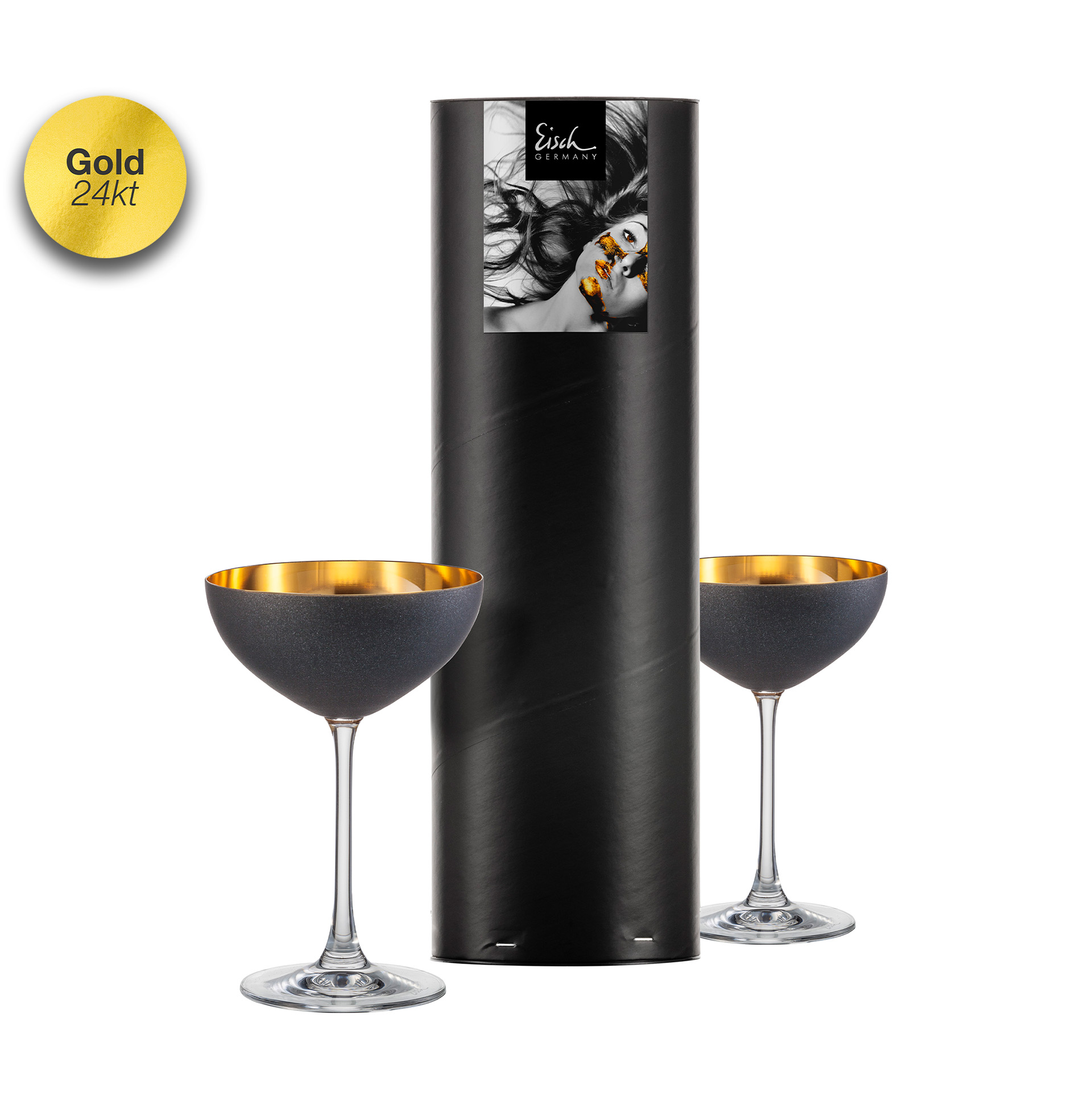 2er Set Dessertschalen schwarz/gold COSMO