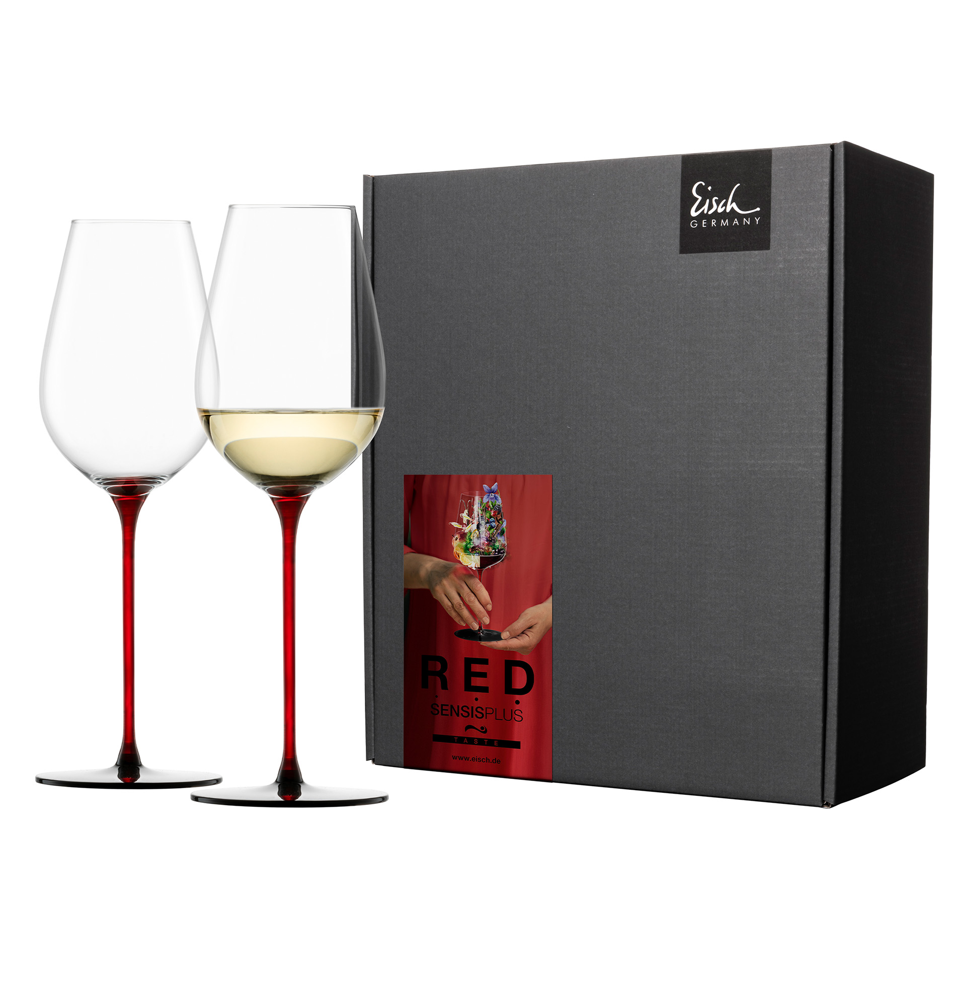 Set of 2 allround wine glasses refreshing & light red/black RED SENSISPLUS
