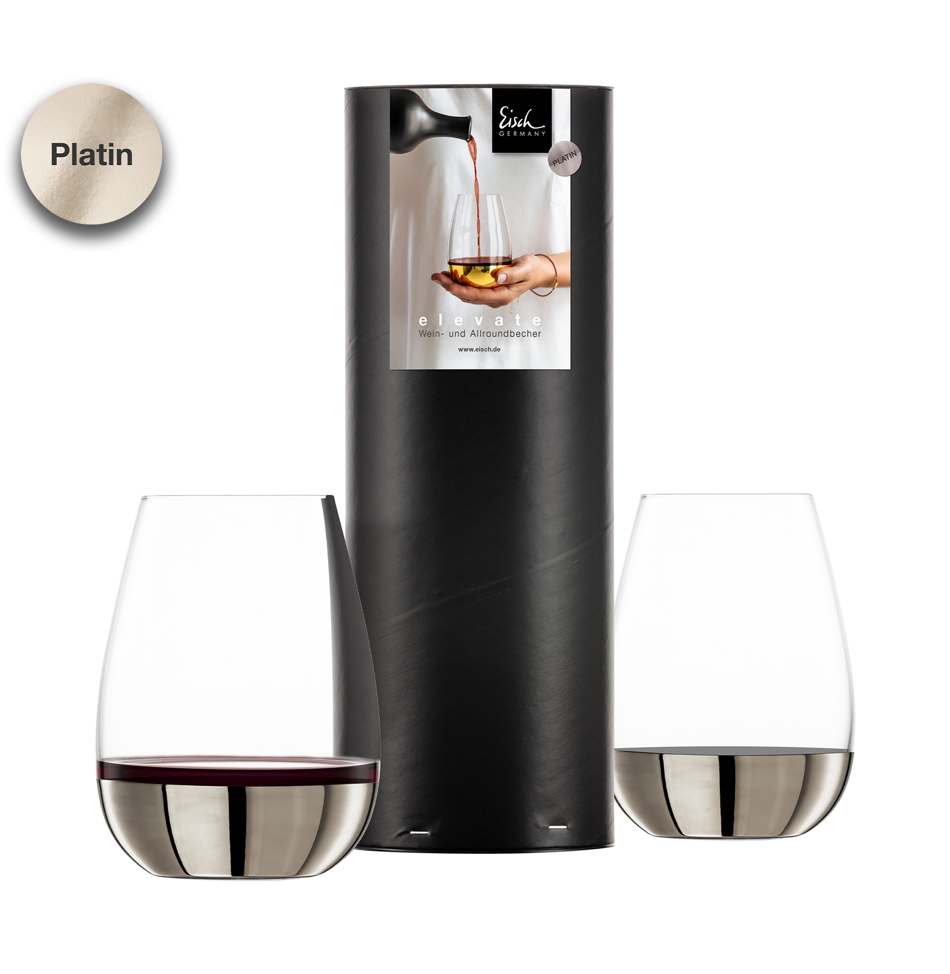 2er Set Allroundbecher Rotwein platin ELEVATE