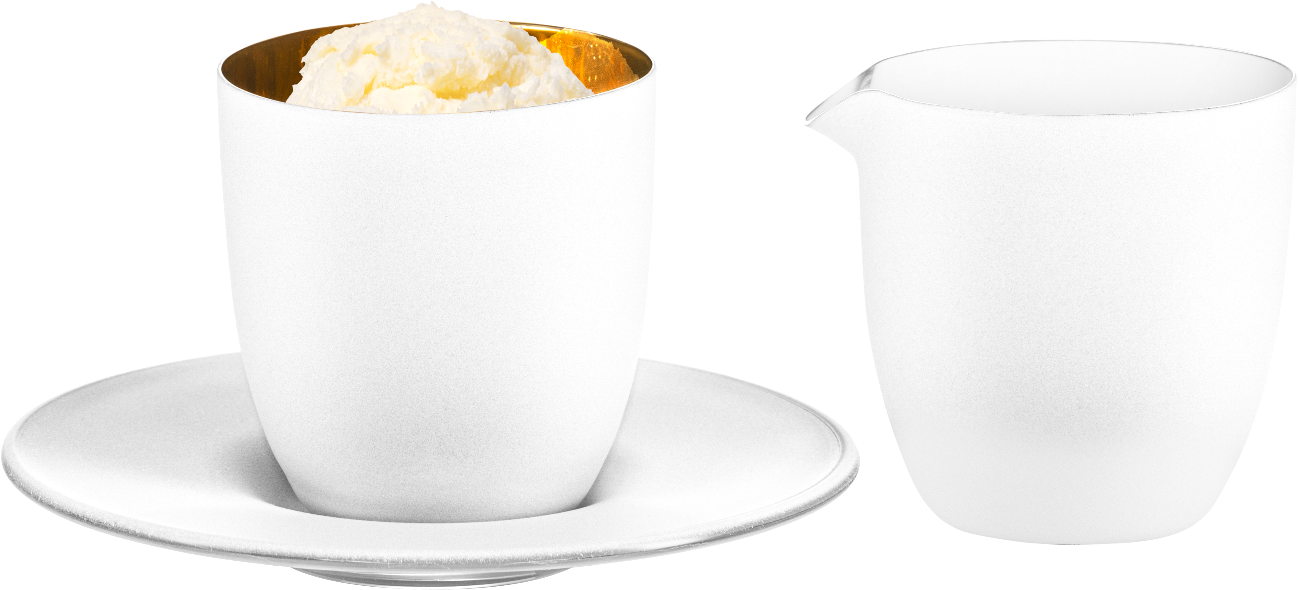 Set Affogato al oro glass with small pot white/gold AFFOGATO