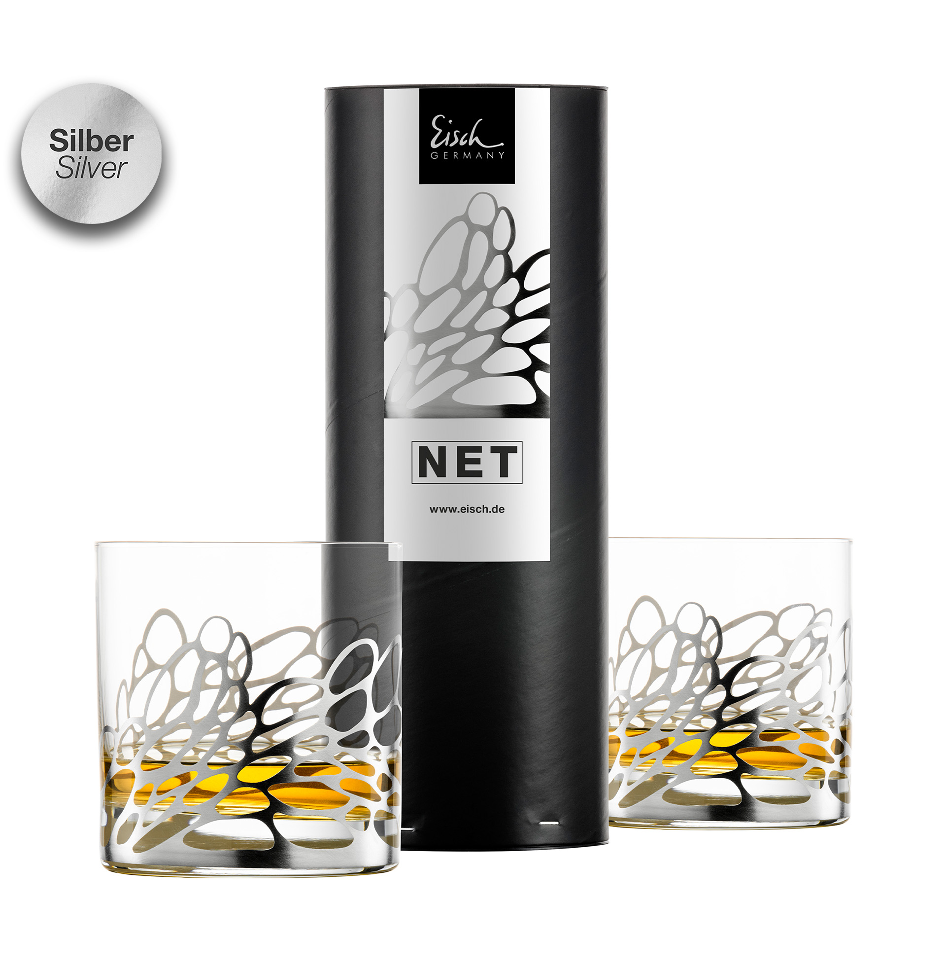 Set of 2 whisky glasses silver NET
