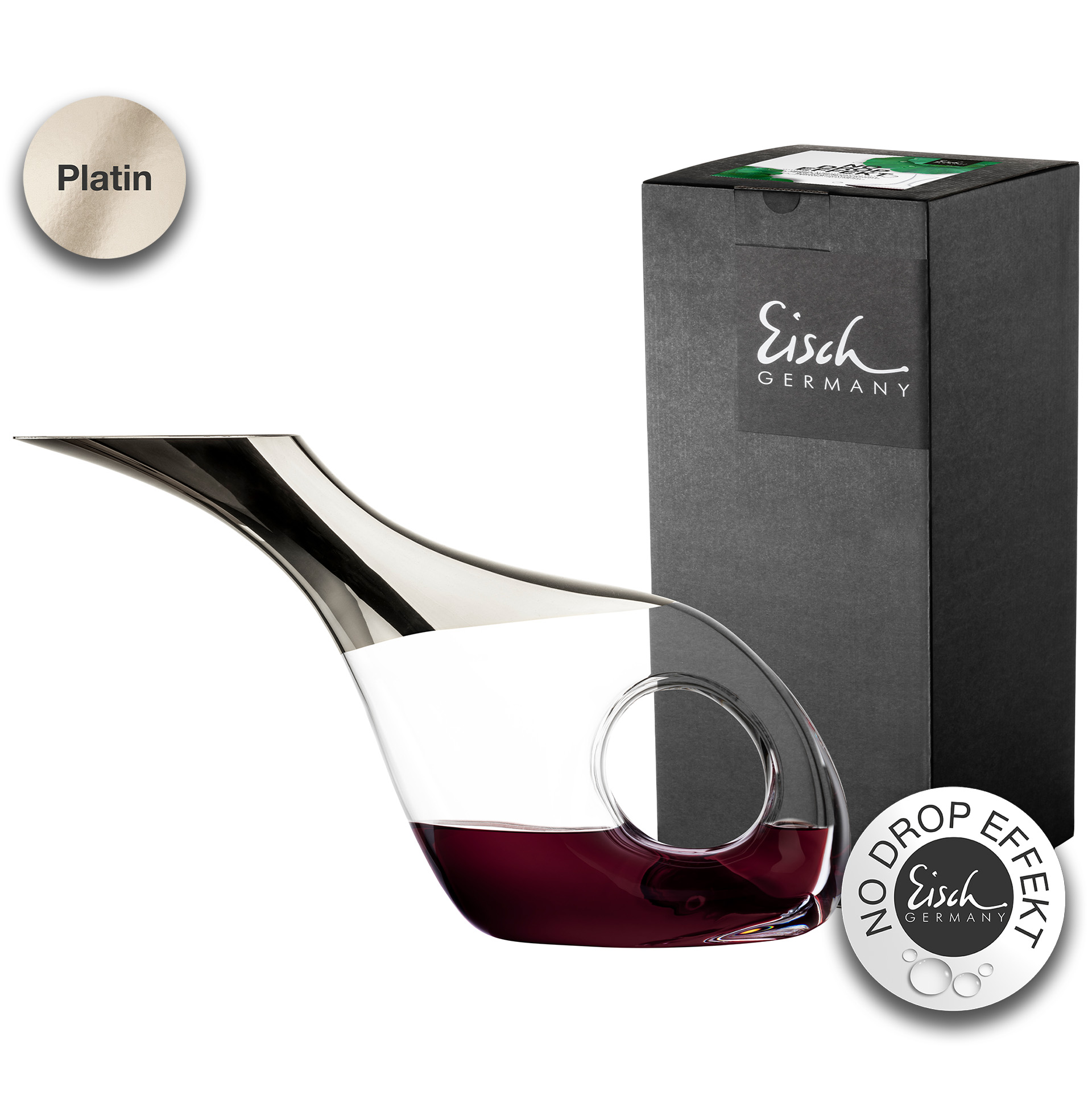 Dekanter CELEBRATION NO DROP platin im Geschenkkarton I EISCH