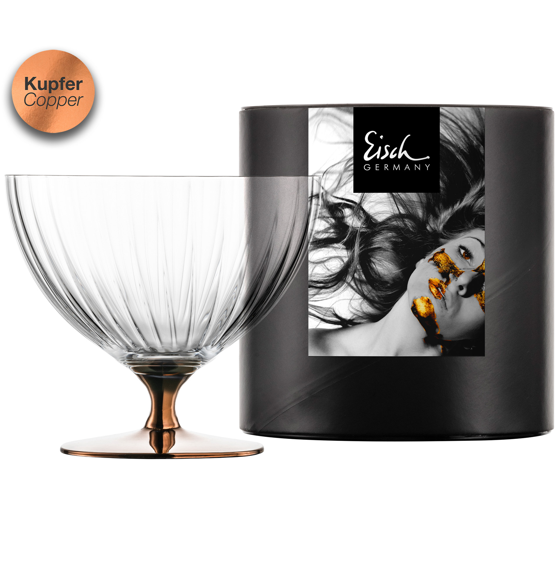 Footed dessert bowl copper