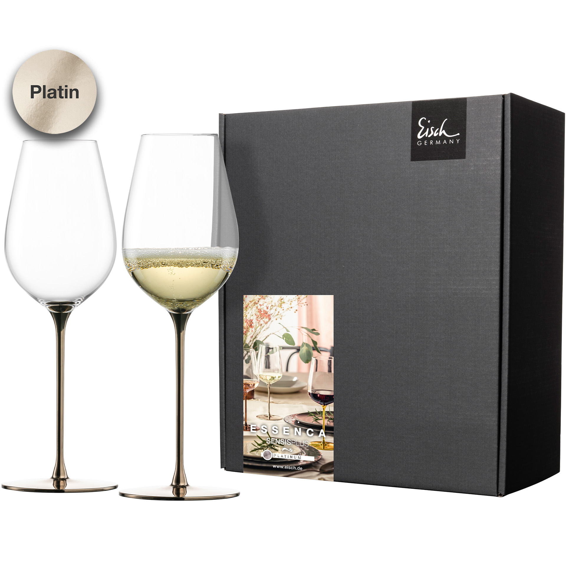 2er Set Allround Weingläser erfrischend & leicht platin ESSENCA SENSISPLUS PLATINUM EDITION