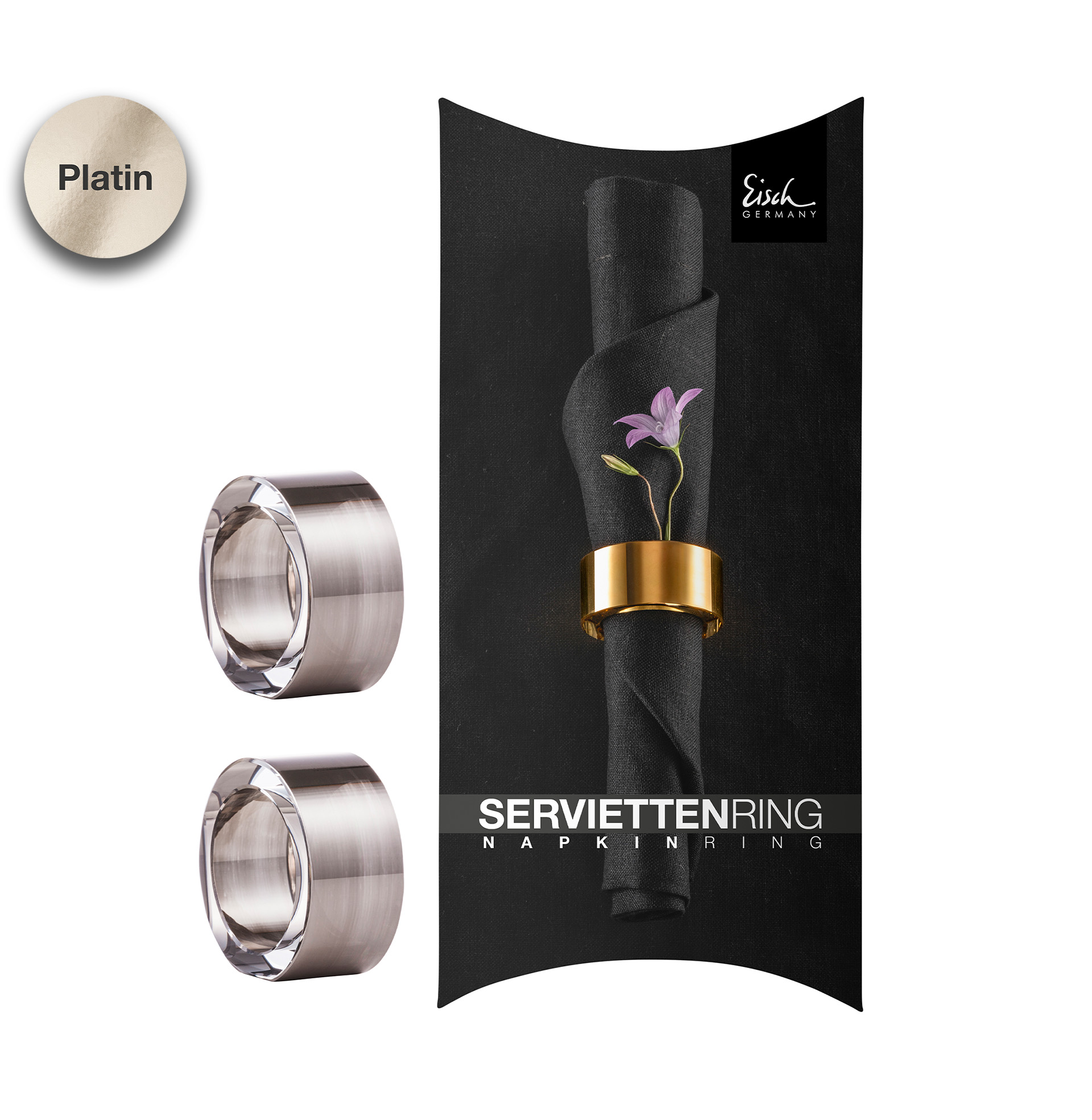 Set of 2 napkin rings platinum