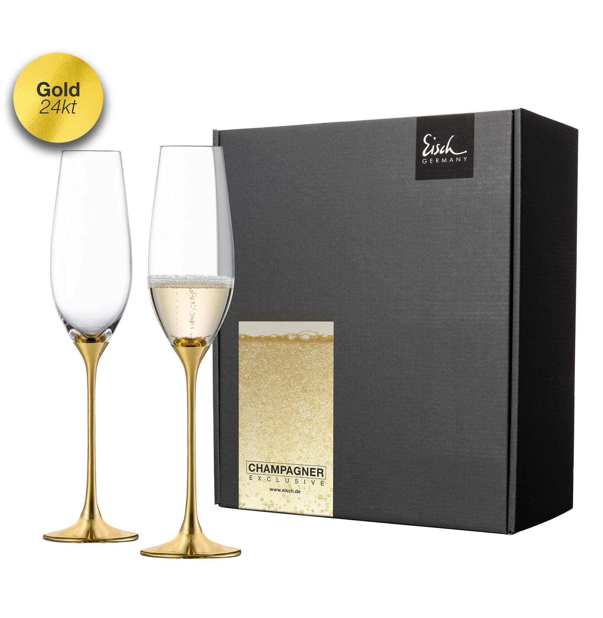 Sekt/Champagnerglas kupfer 2er Geschenkkarton I EISCH