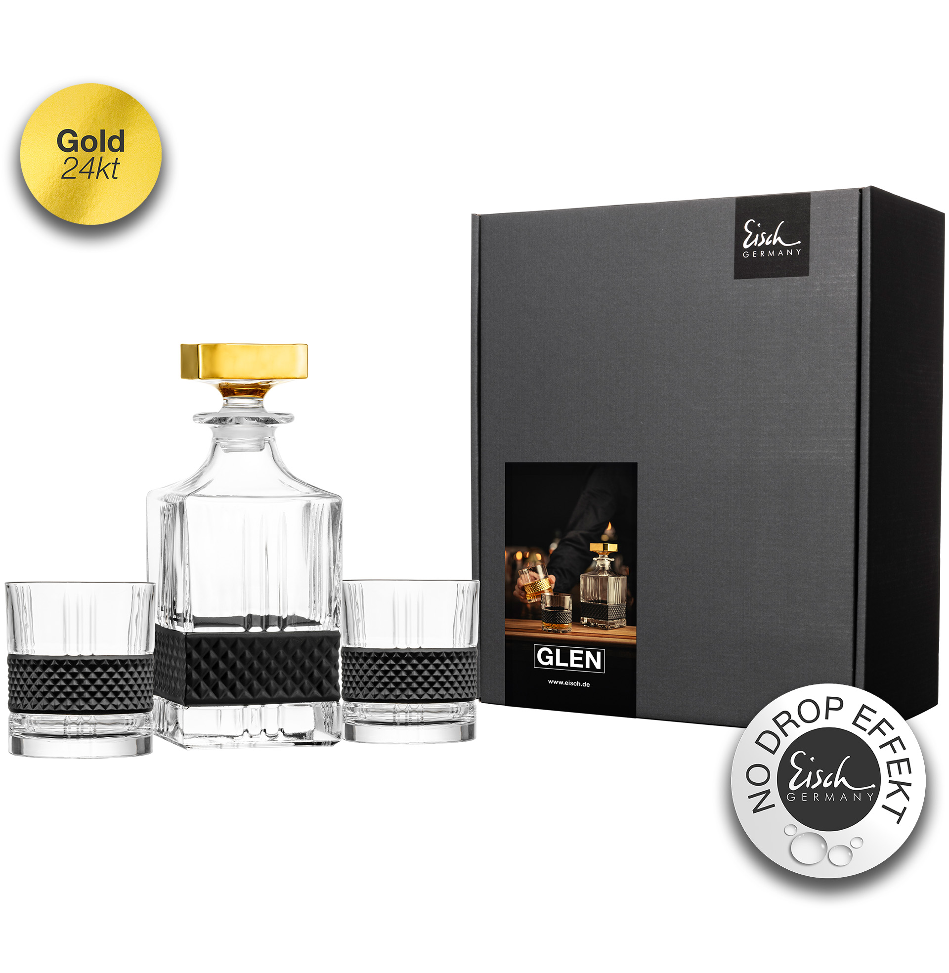 Whisky set black/gold No Drop Effect GLEN