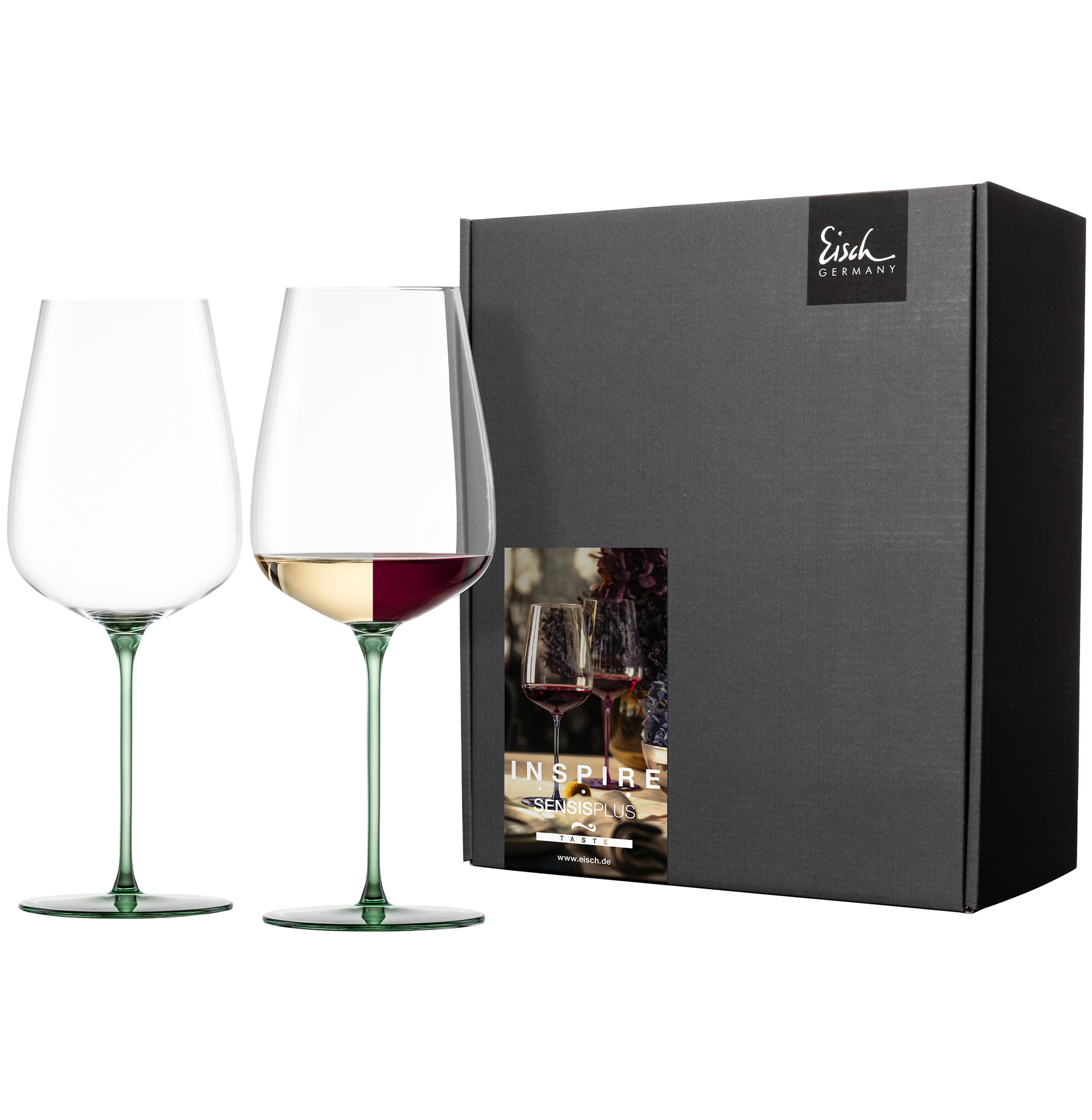 Set of 2 allround wine glasses powerful & rich green INSPIRE SENSISPLUS