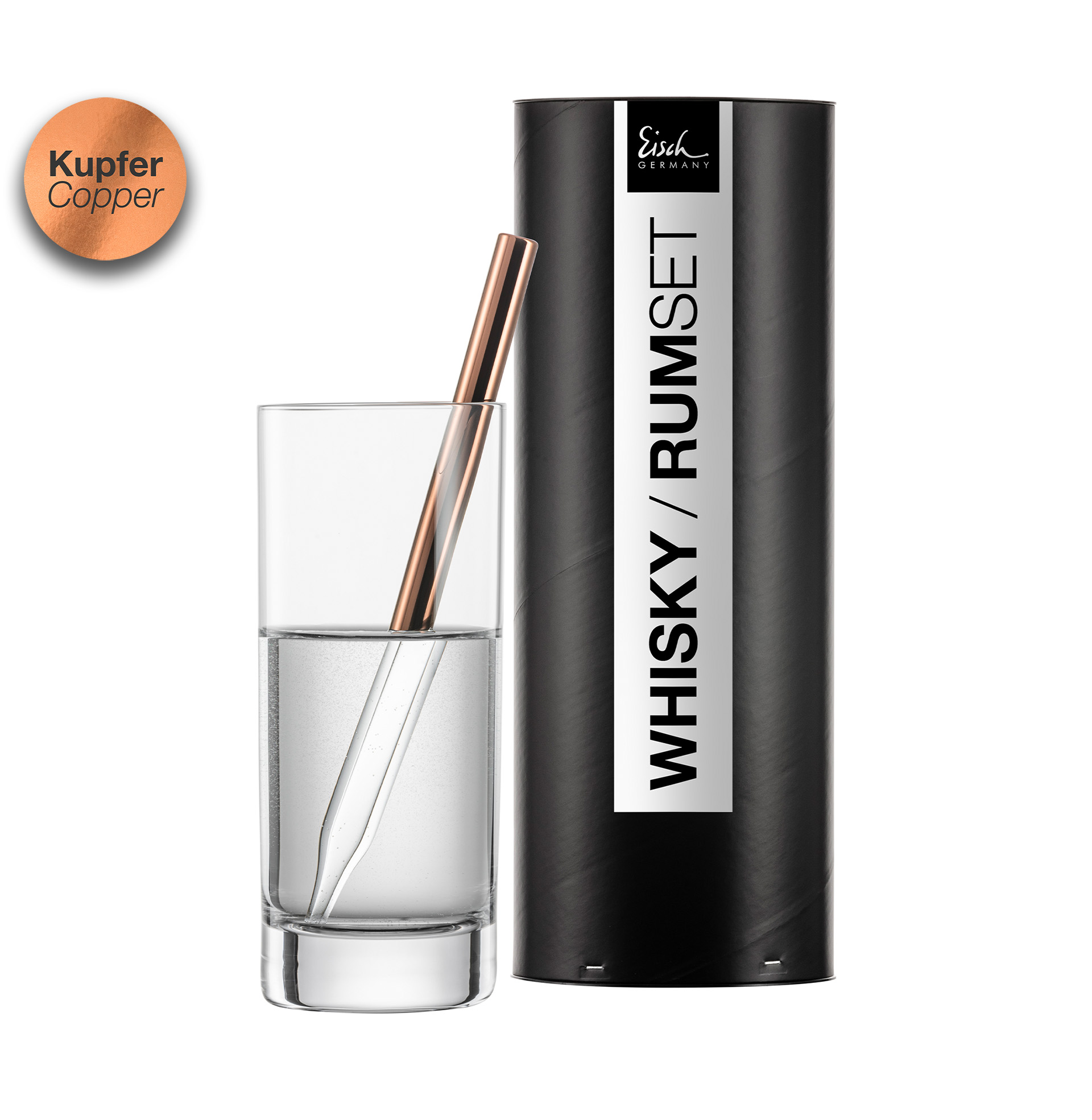 2-teiliges Set Whisky- / Rum-Pipette kupfer mit Glas GENTLEMAN