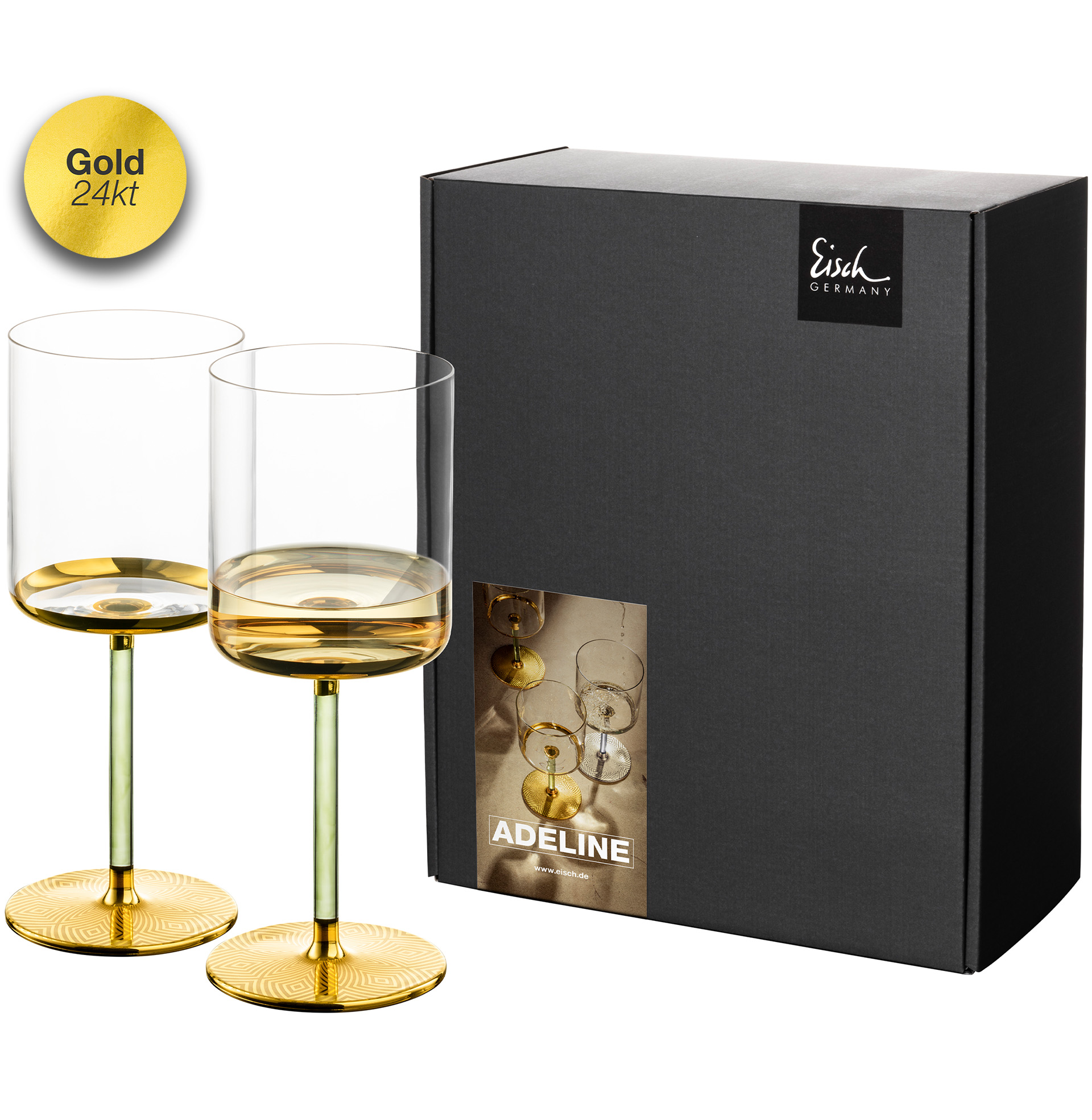 Set of 2 whitewine glasses gold ADELINE