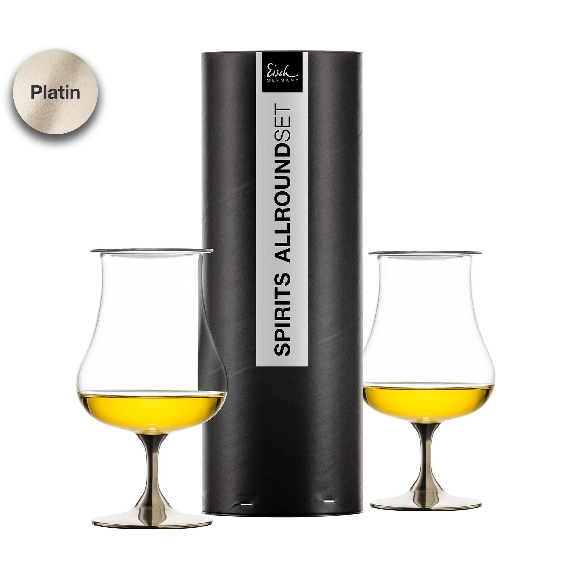 2er Set Spirituosen Gläser mit Aromadeckel platin GENTLEMAN