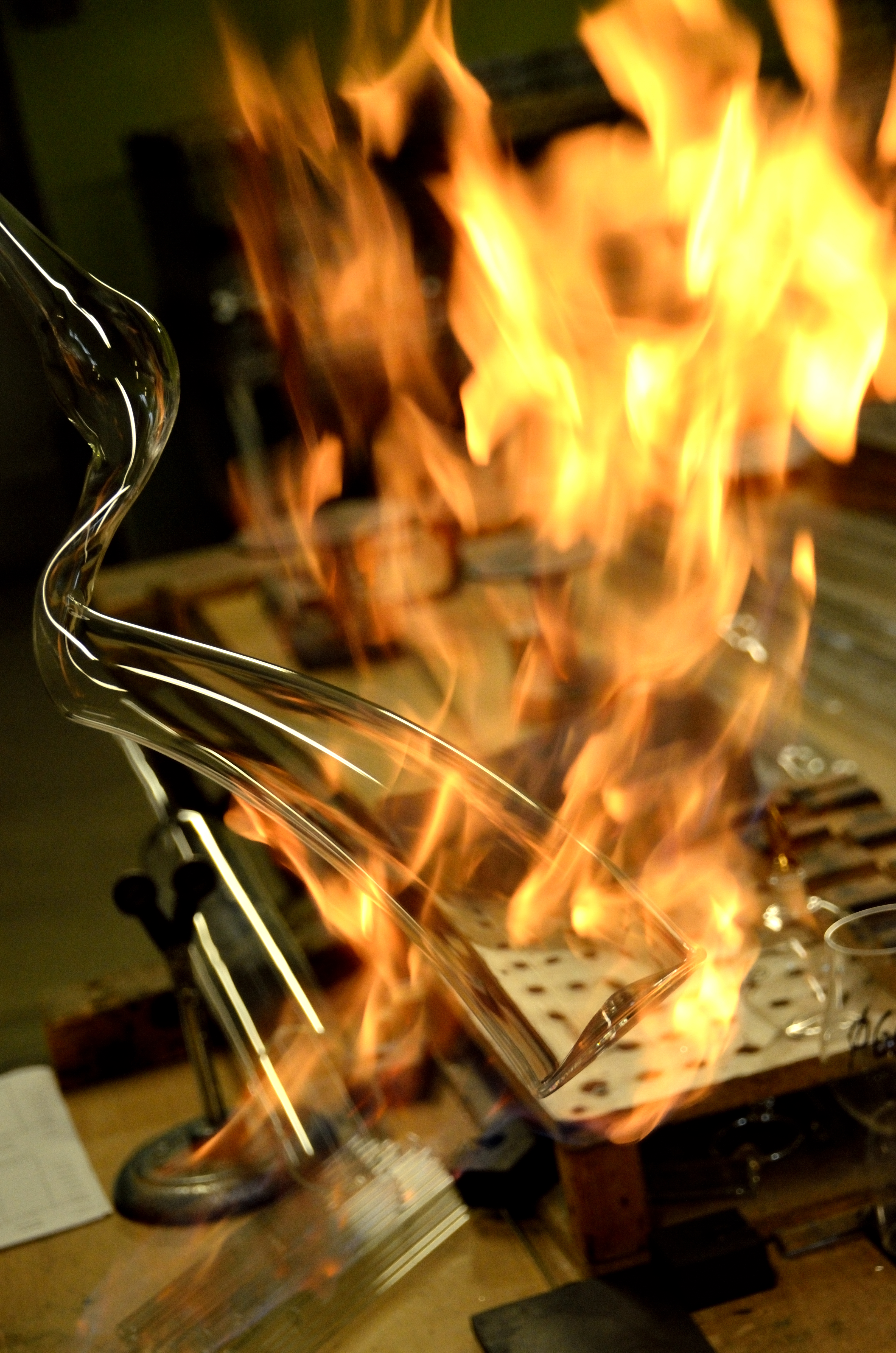 Making the nut dispenser over an open flame