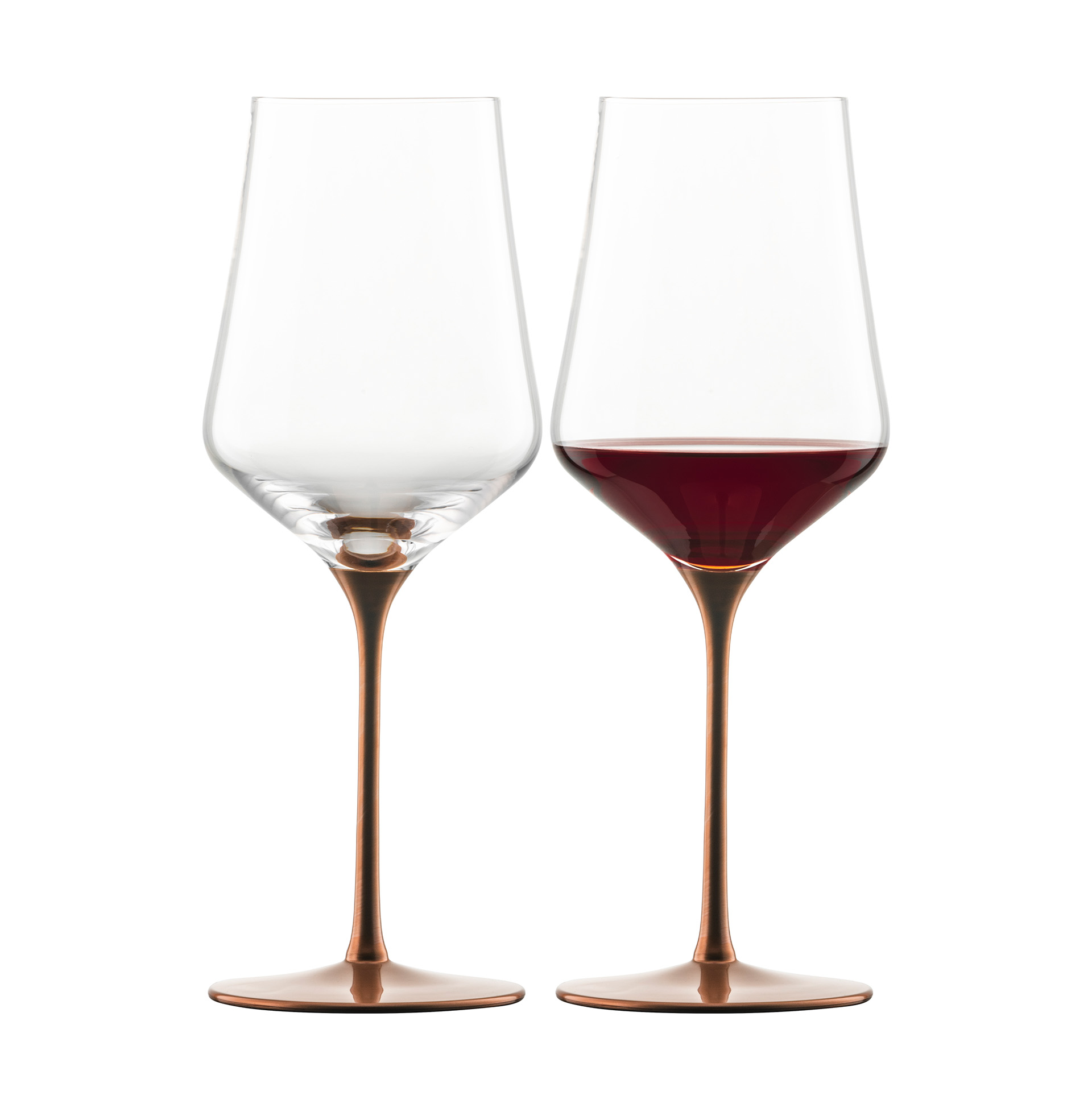 Set of 2 red wine glasses copper KAYA