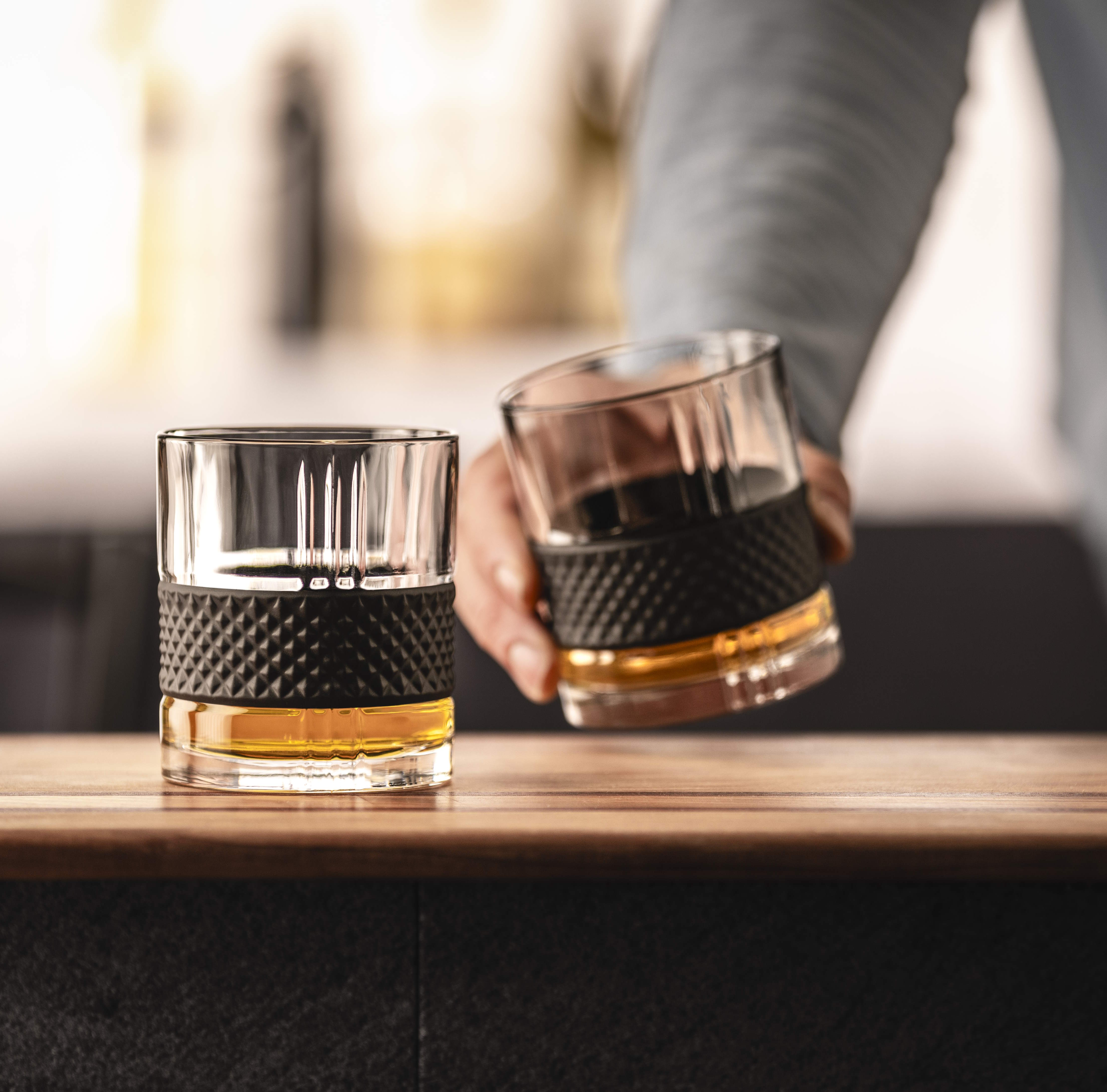 Two Glen whisky glasses filled