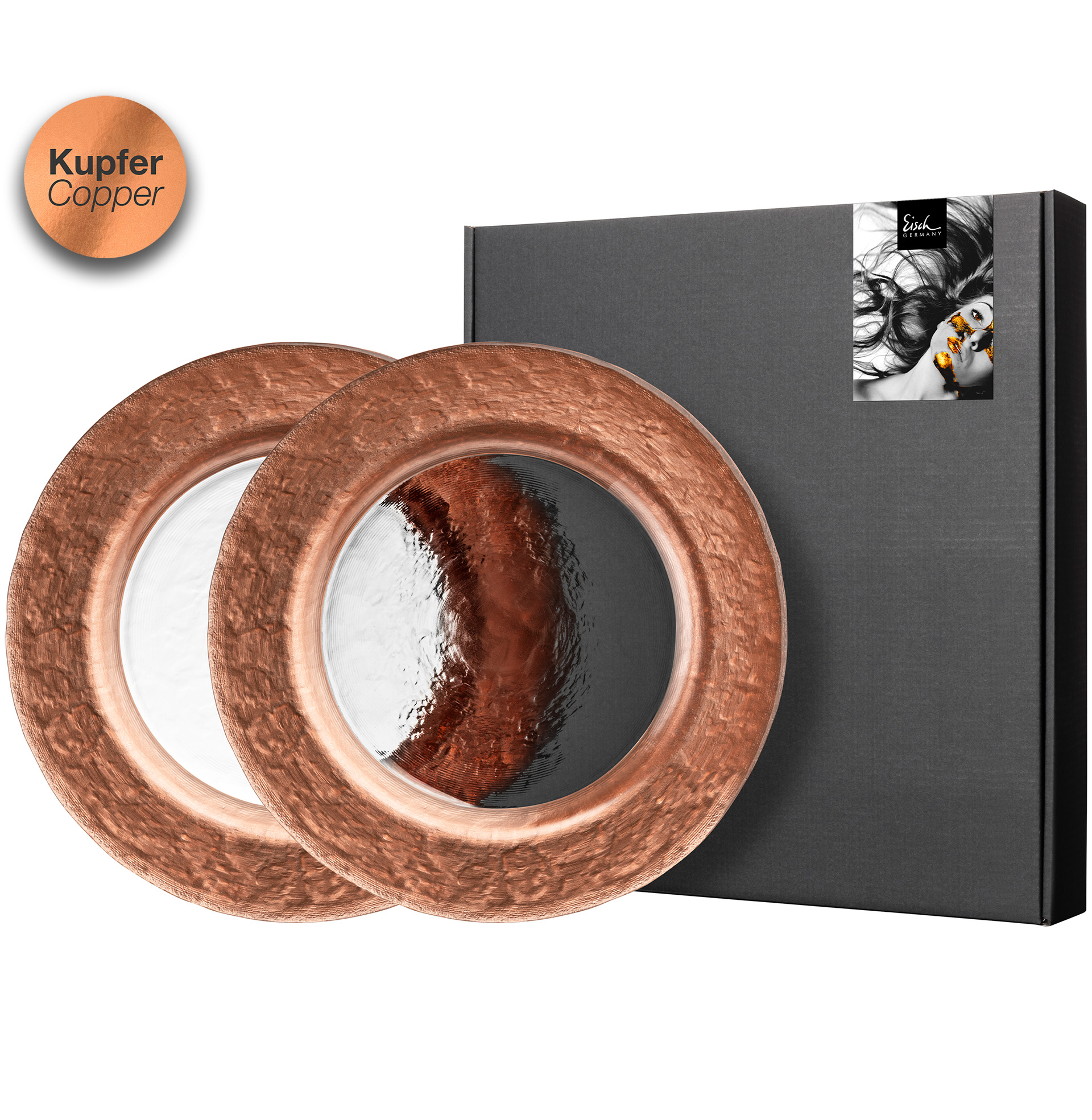 Set of 2 plates copper Ø 230 mm KAYA