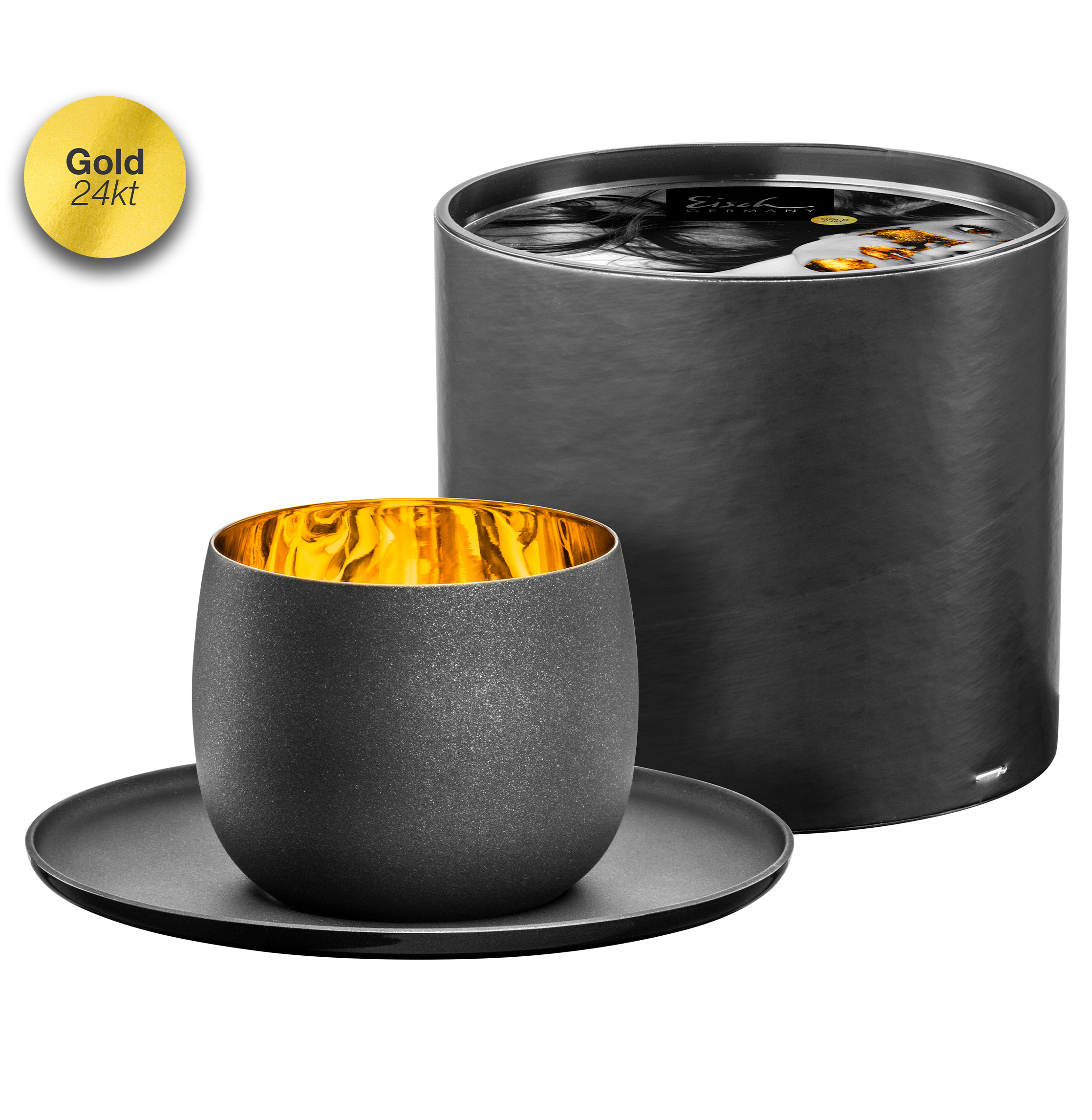 Cappuccino Set schwarz/gold COSMO