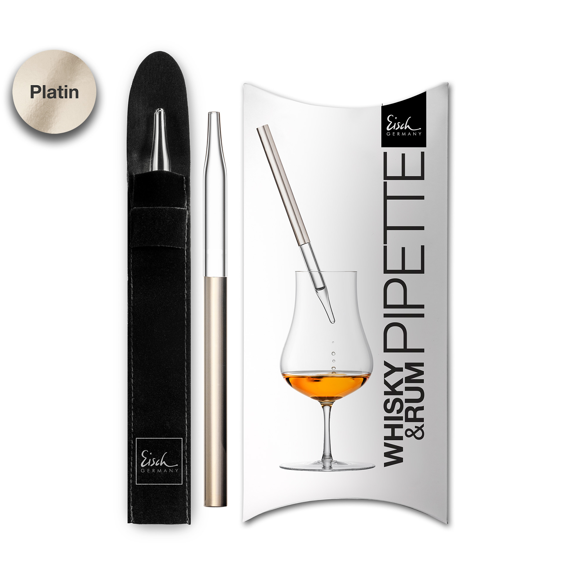 Whisky / rum pipette platinum GENTLEMAN